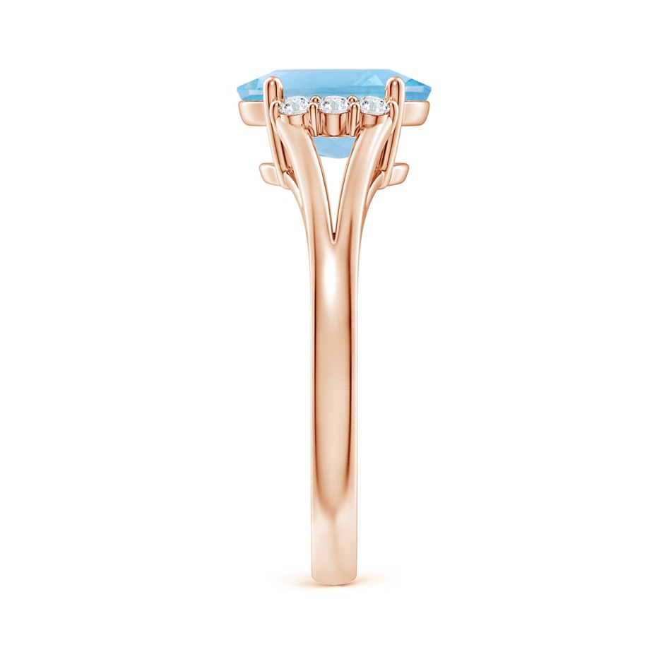 9x7mm A Oval Swiss Blue Topaz with Round Diamond Collar Ring in Rose Gold side-2