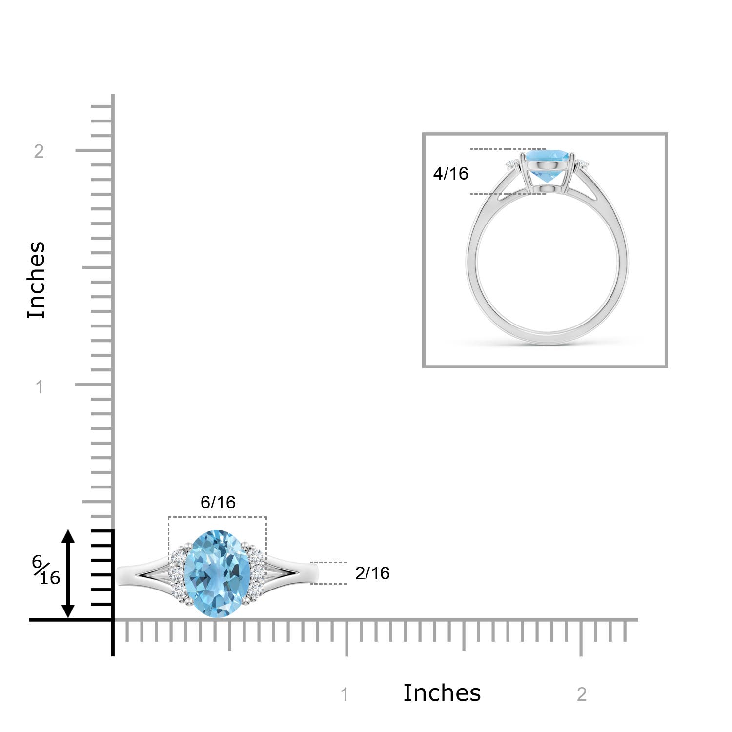 A - Swiss Blue Topaz / 2.36 CT / 14 KT White Gold