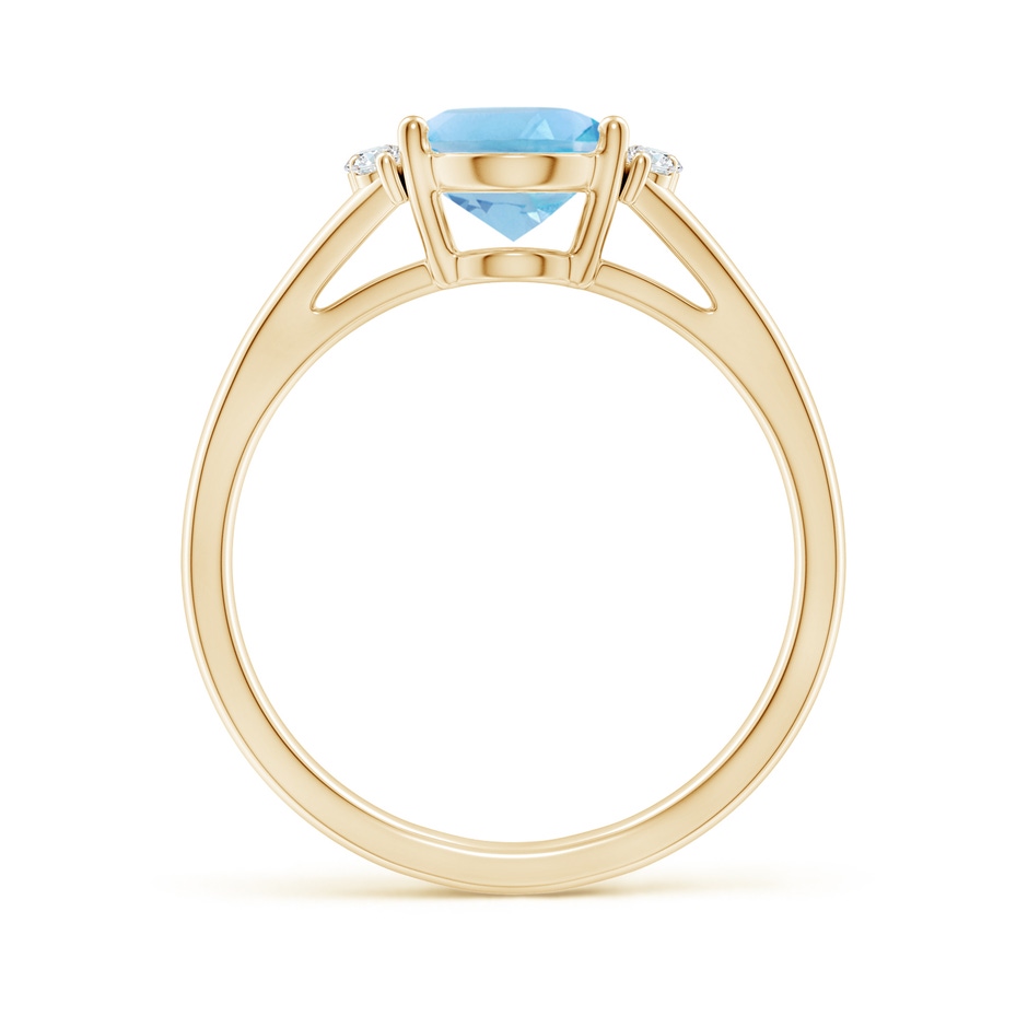 9x7mm A Oval Swiss Blue Topaz with Round Diamond Collar Ring in Yellow Gold side-1