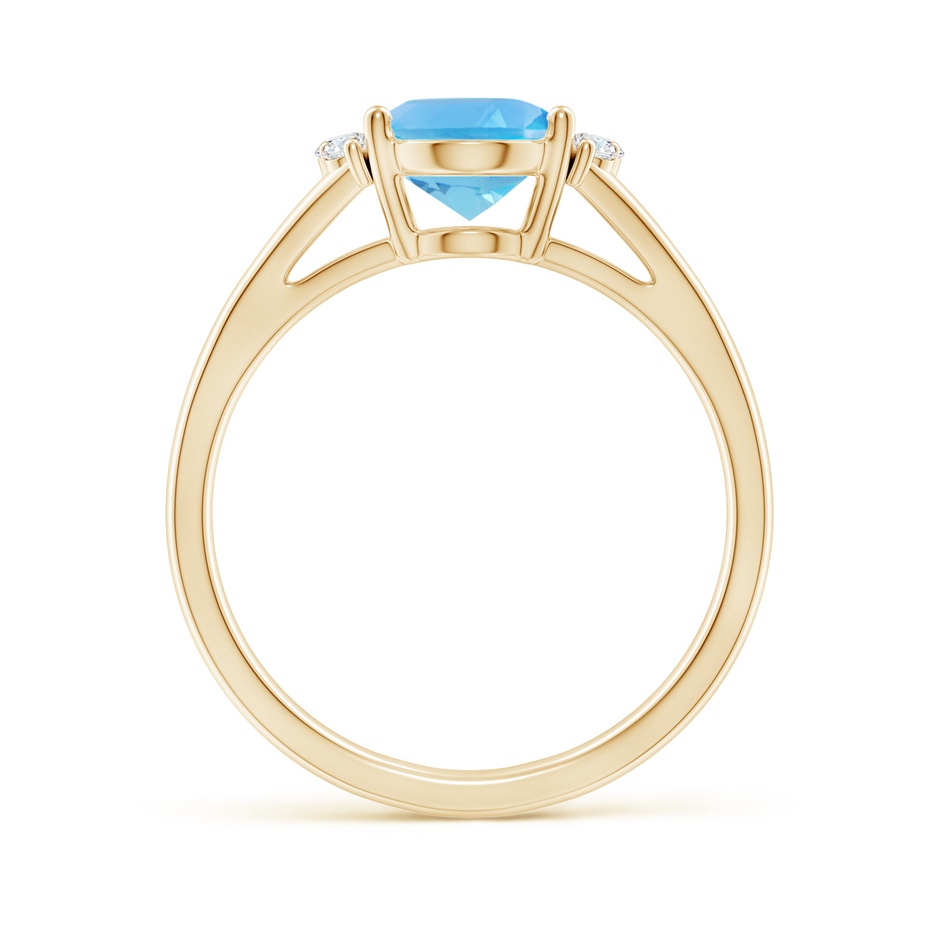 9x7mm AA Oval Swiss Blue Topaz with Round Diamond Collar Ring in Yellow Gold side-1