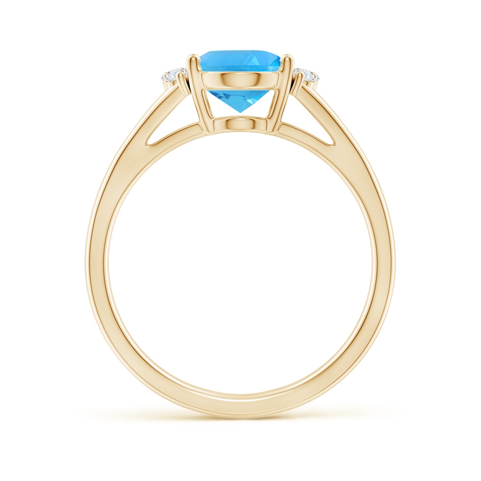 9x7mm AAA Oval Swiss Blue Topaz with Round Diamond Collar Ring in Yellow Gold side-1