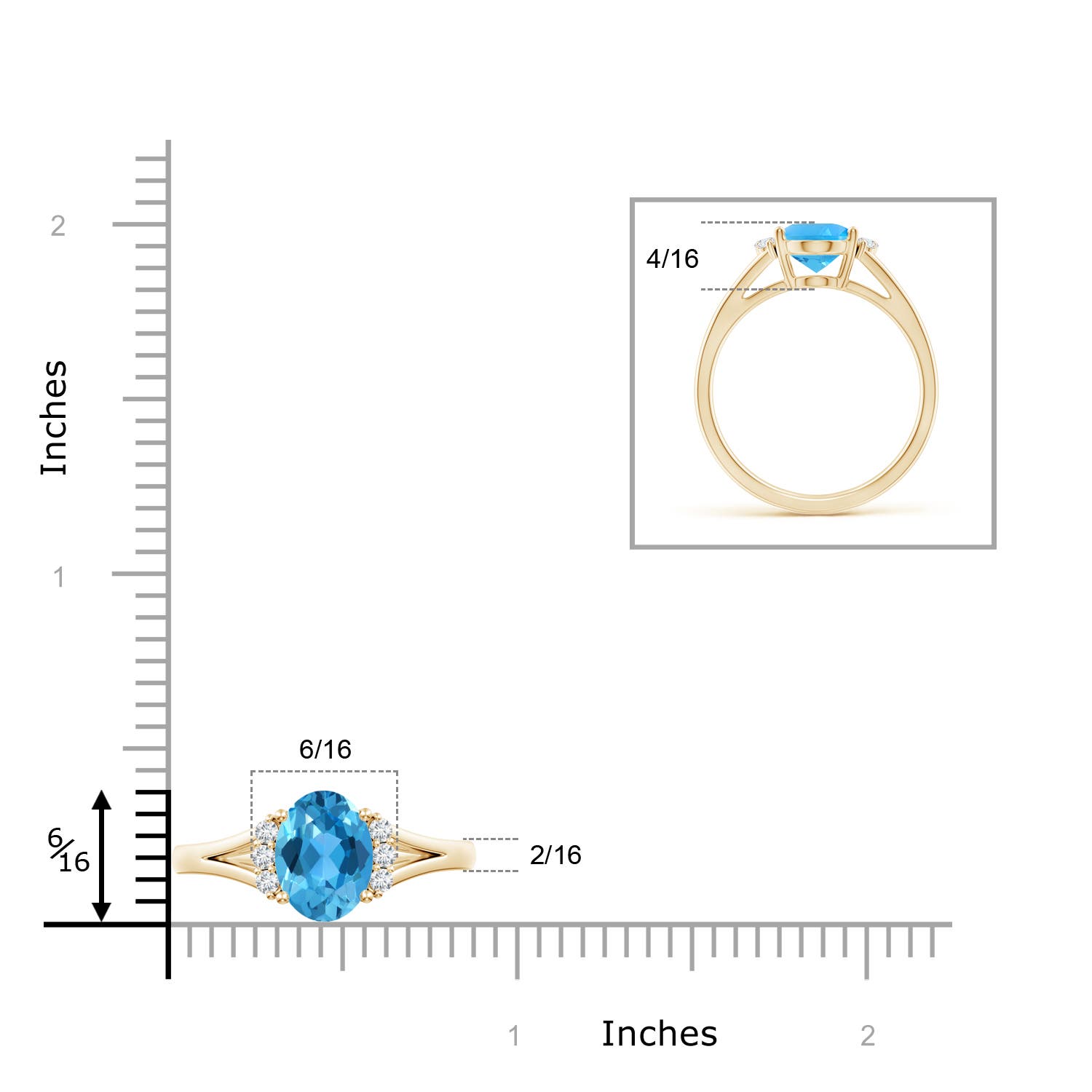 AAA - Swiss Blue Topaz / 2.36 CT / 14 KT Yellow Gold