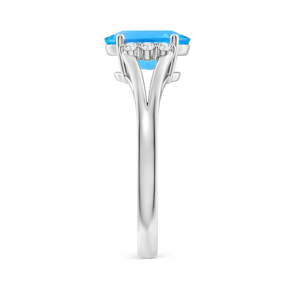 9x7mm AAAA Oval Swiss Blue Topaz with Round Diamond Collar Ring in P950 Platinum side-2