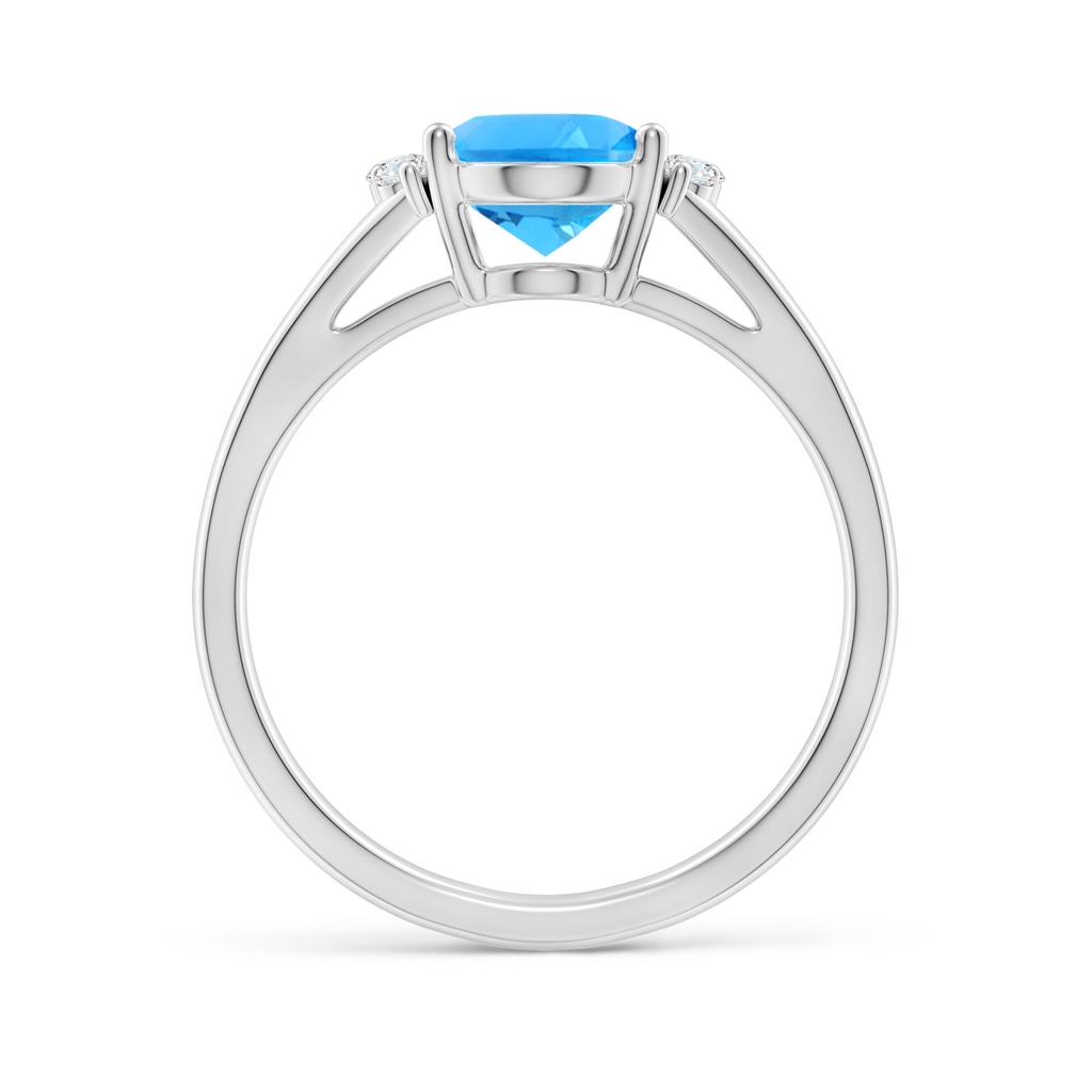 9x7mm AAAA Oval Swiss Blue Topaz with Round Diamond Collar Ring in White Gold Side-1