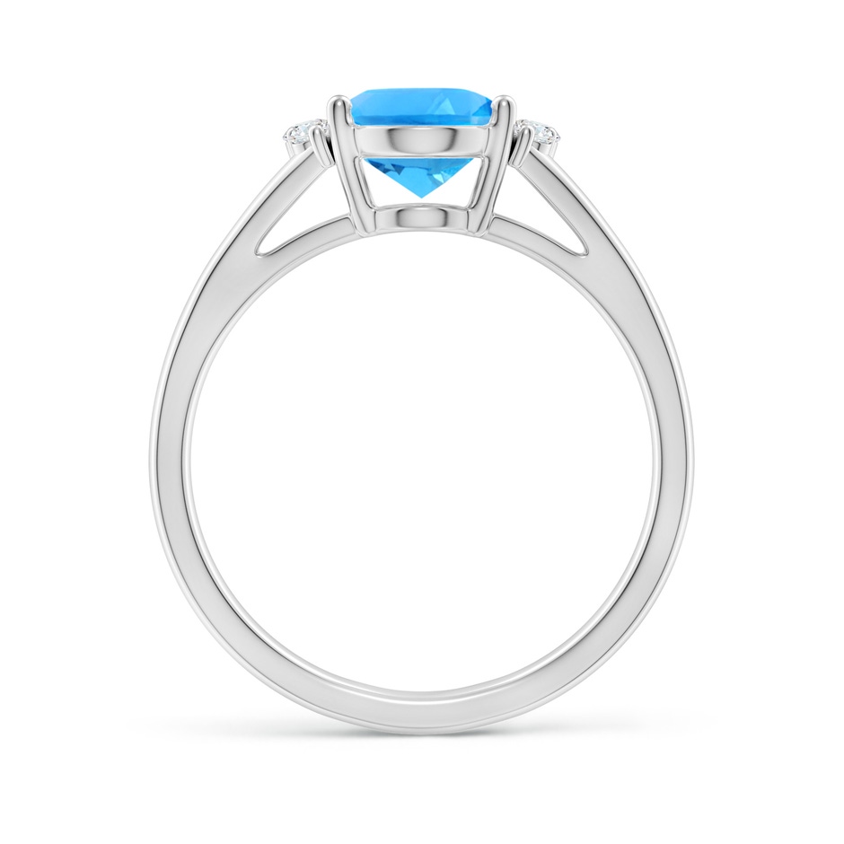 9x7mm AAAA Oval Swiss Blue Topaz with Round Diamond Collar Ring in White Gold side-1