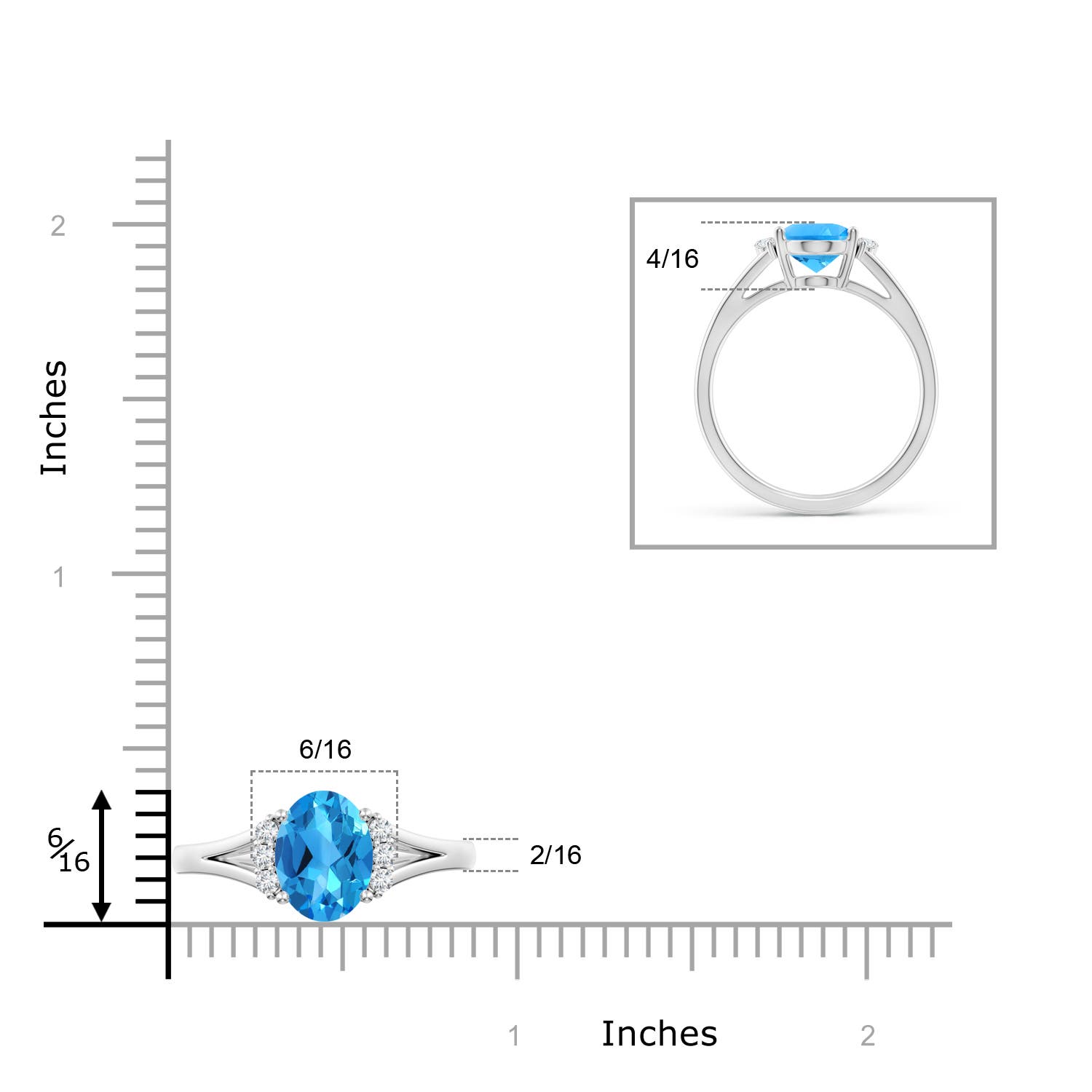 AAAA - Swiss Blue Topaz / 2.36 CT / 14 KT White Gold