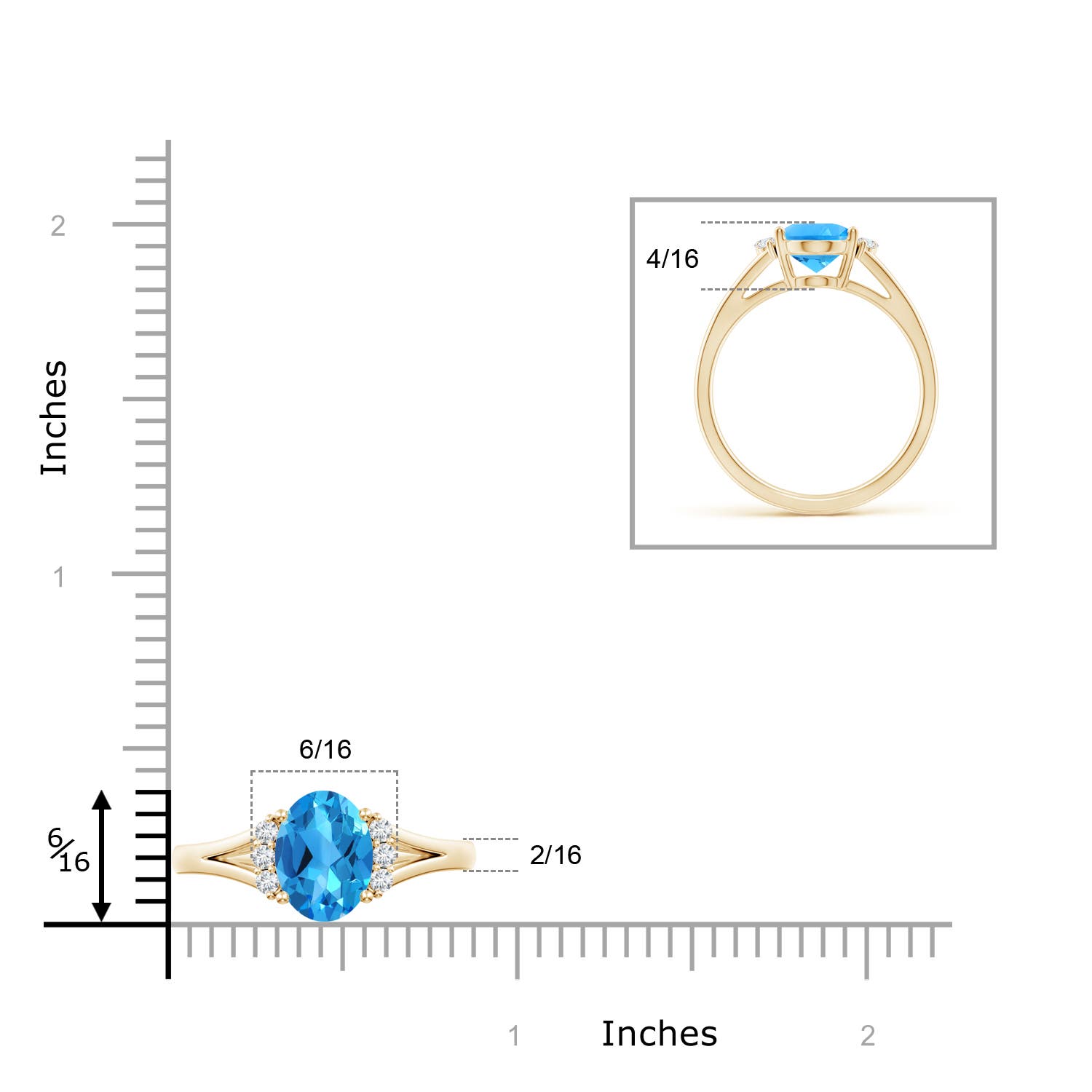 AAAA - Swiss Blue Topaz / 2.36 CT / 14 KT Yellow Gold