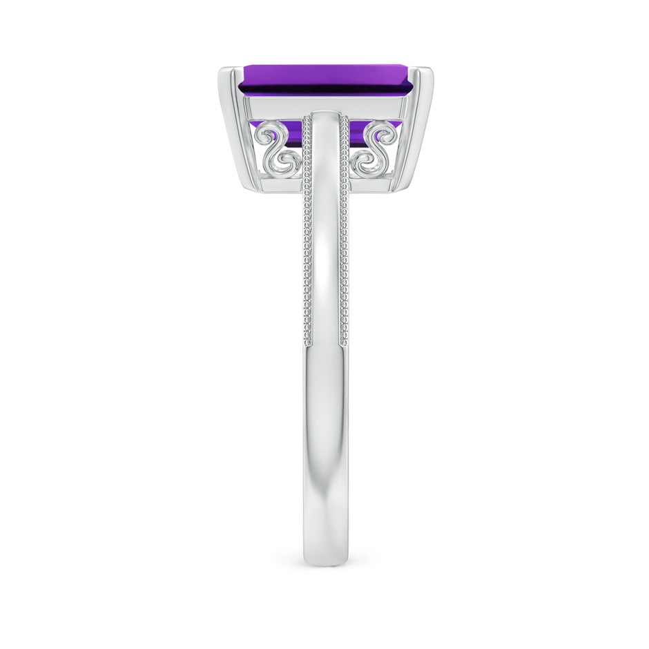 10x8mm AAAA Emerald Cut Amethyst Solitaire Ring with Milgrain in P950 Platinum side-2