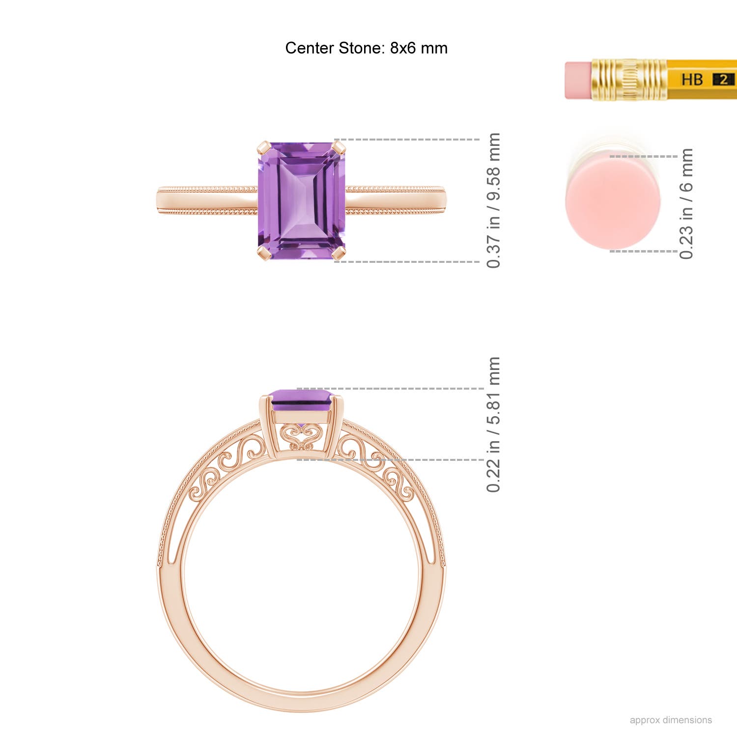 A - Amethyst / 1.5 CT / 14 KT Rose Gold