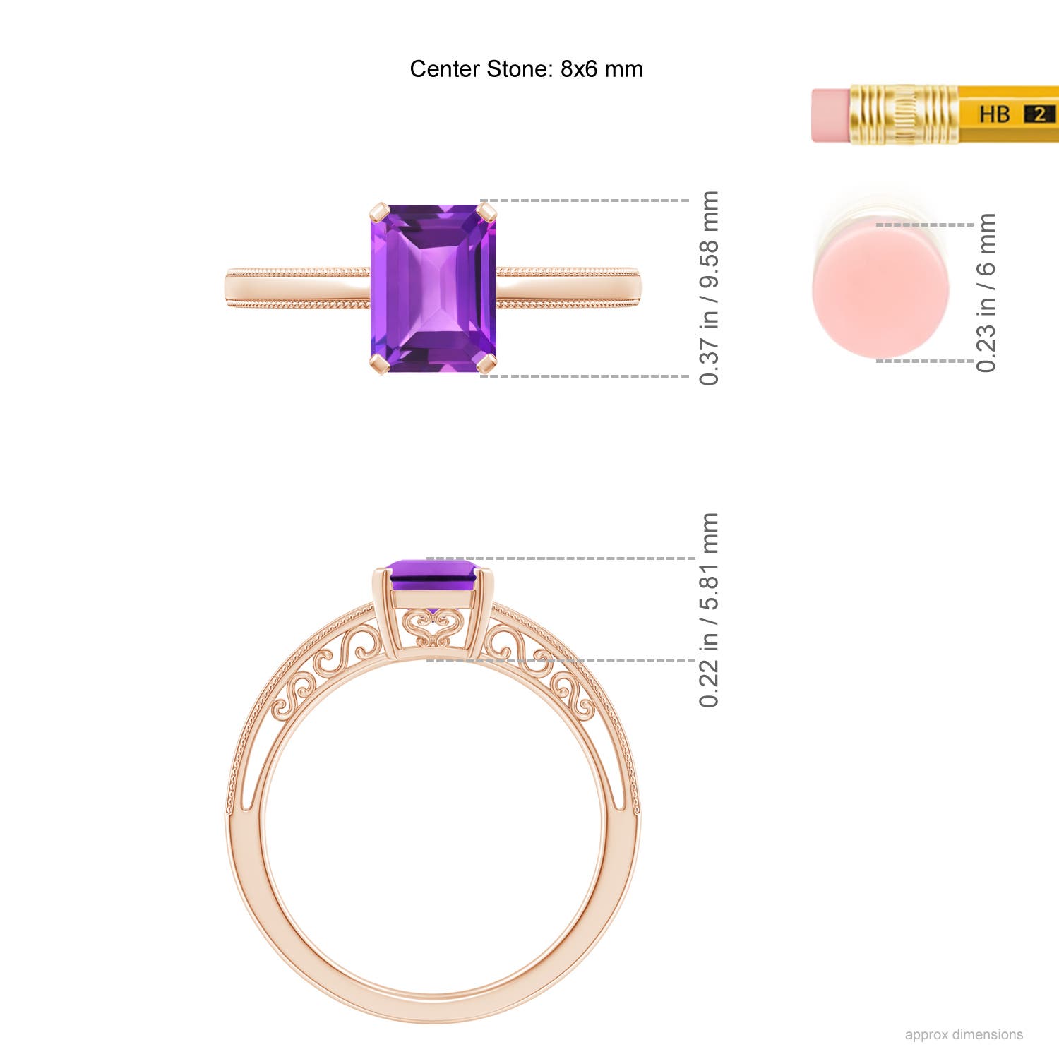 AAA - Amethyst / 1.5 CT / 14 KT Rose Gold