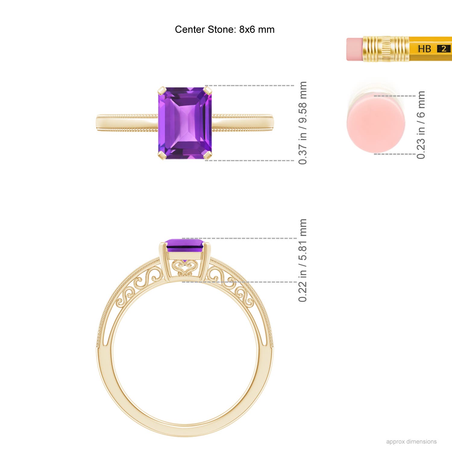 AAA - Amethyst / 1.5 CT / 14 KT Yellow Gold