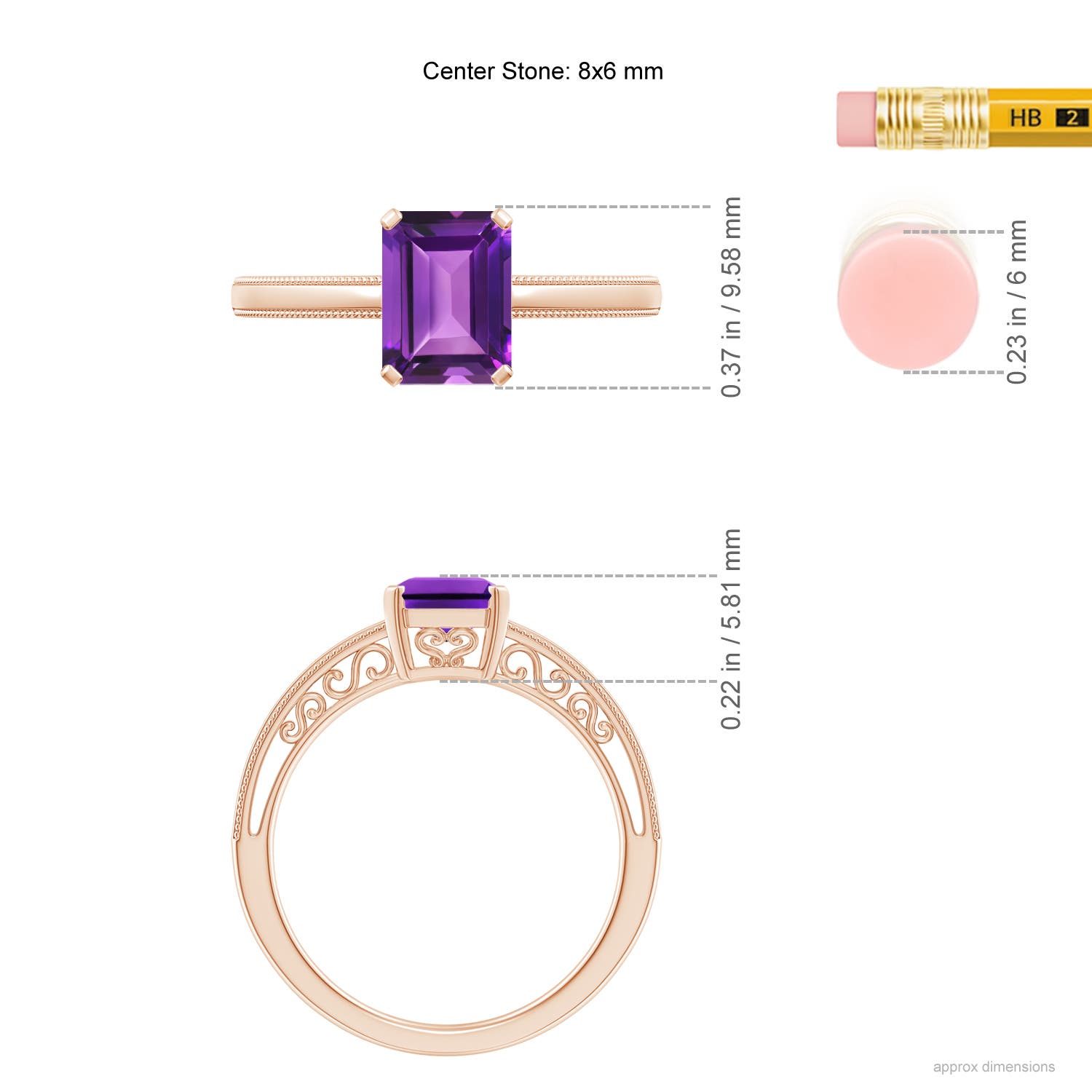 AAAA - Amethyst / 1.5 CT / 14 KT Rose Gold