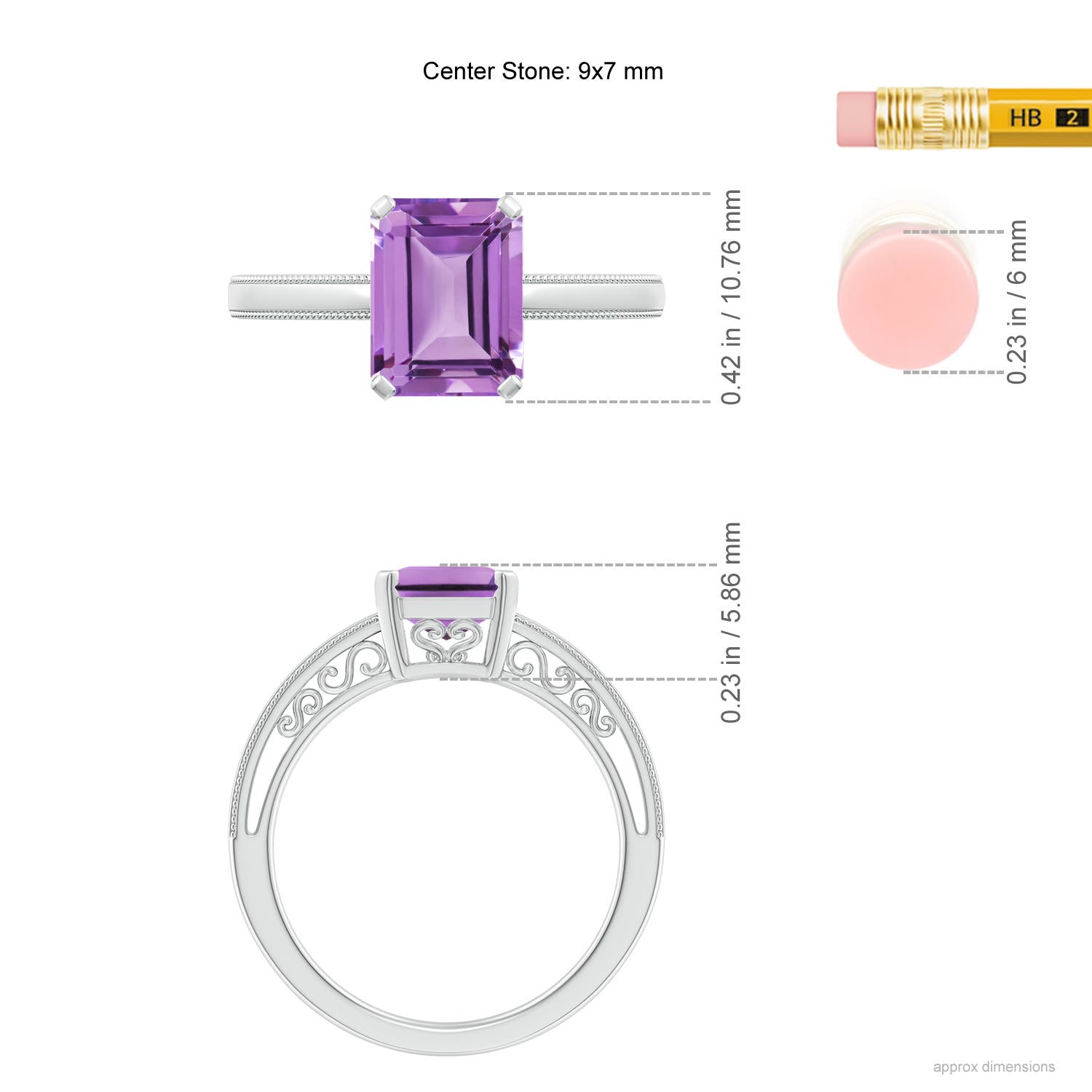 A - Amethyst / 2.2 CT / 14 KT White Gold