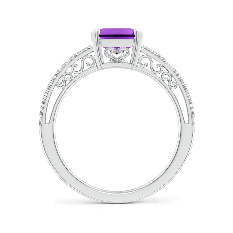 9x7mm AAA Emerald Cut Amethyst Solitaire Ring with Milgrain in P950 Platinum side-1