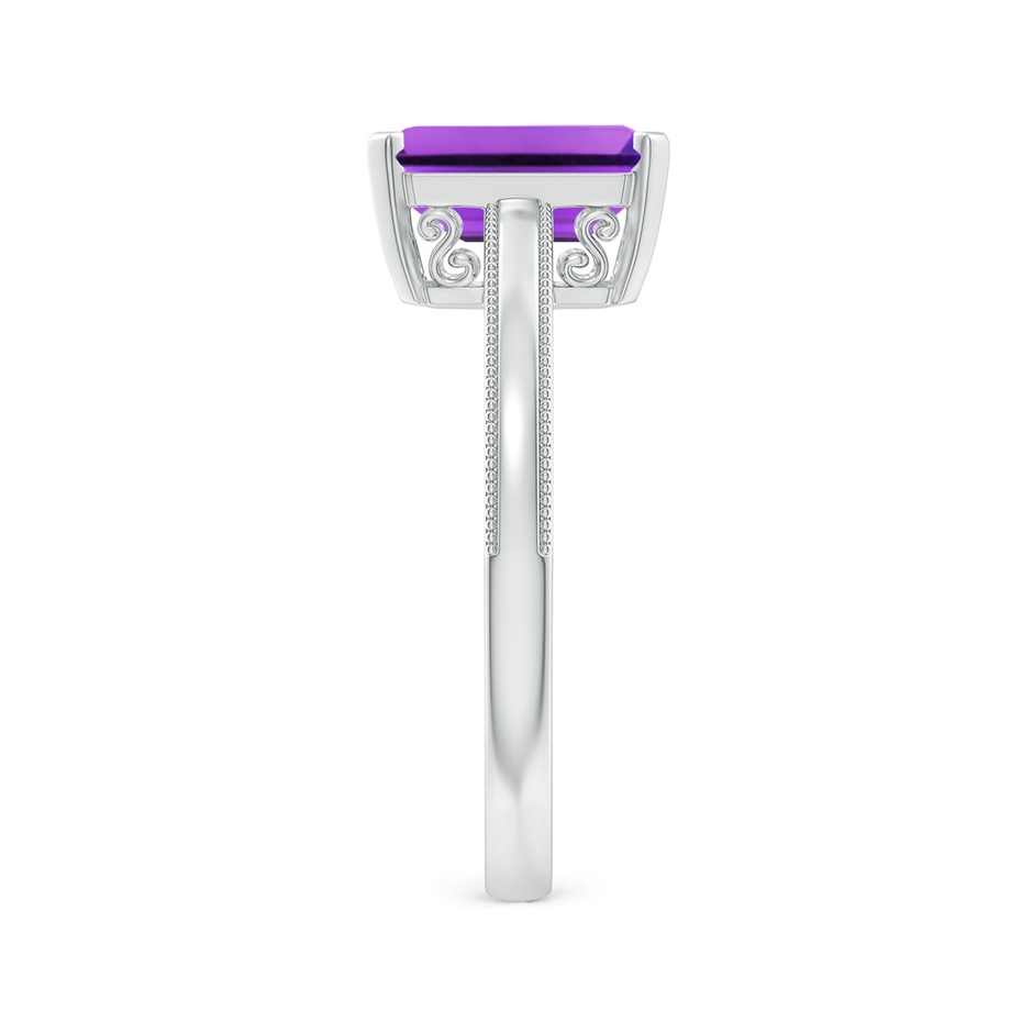 9x7mm AAA Emerald Cut Amethyst Solitaire Ring with Milgrain in P950 Platinum side-2
