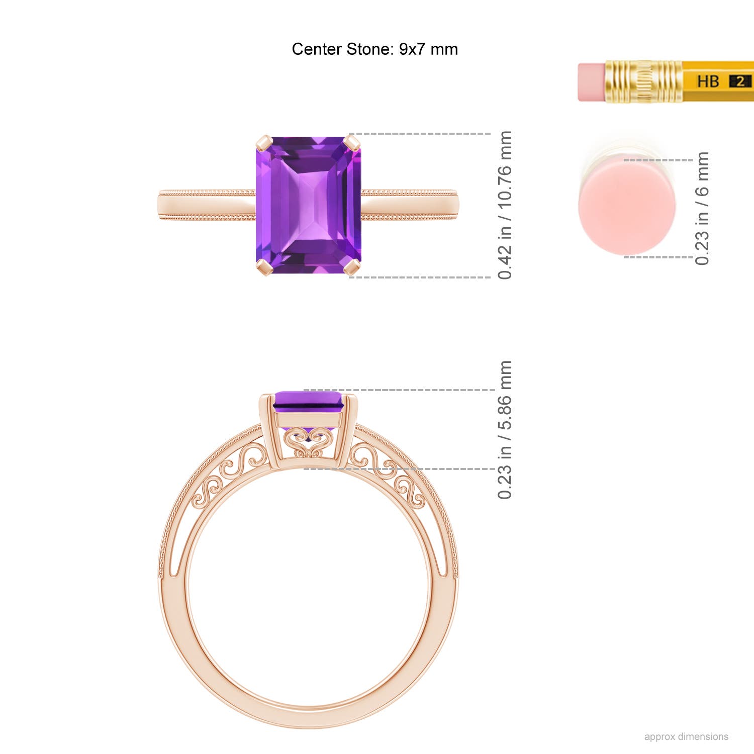 AAA - Amethyst / 2.2 CT / 14 KT Rose Gold