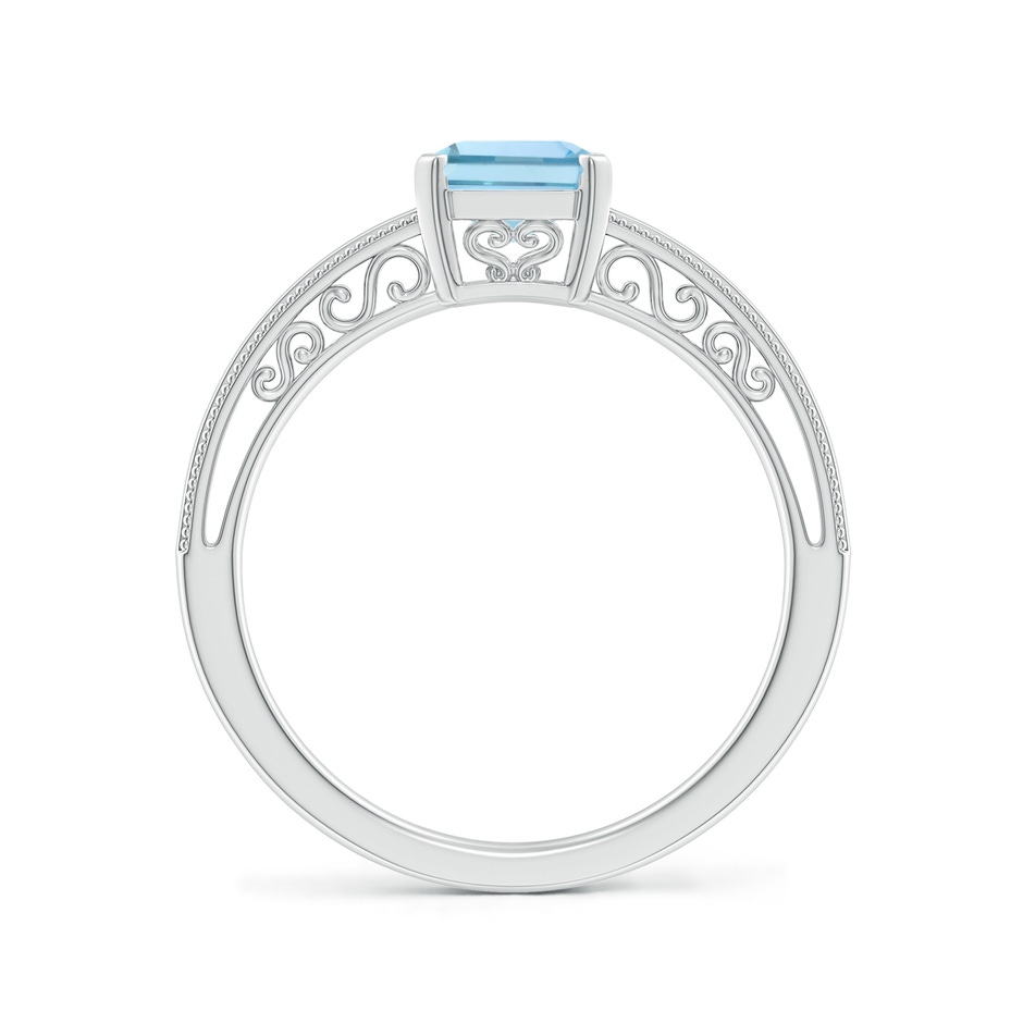 8x6mm AAA Emerald-Cut Aquamarine Solitaire Ring with Milgrain in P950 Platinum side-1