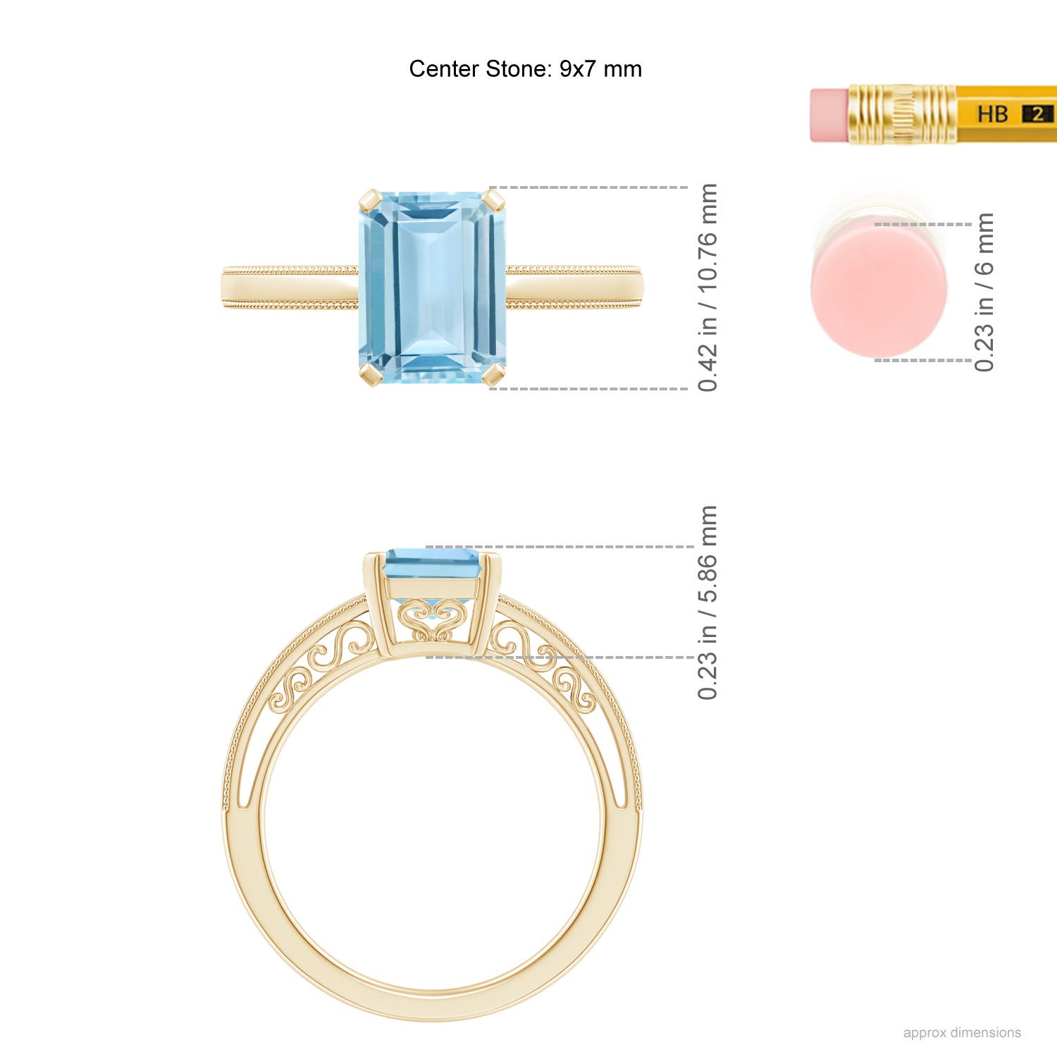 AAA - Aquamarine / 2 CT / 14 KT Yellow Gold