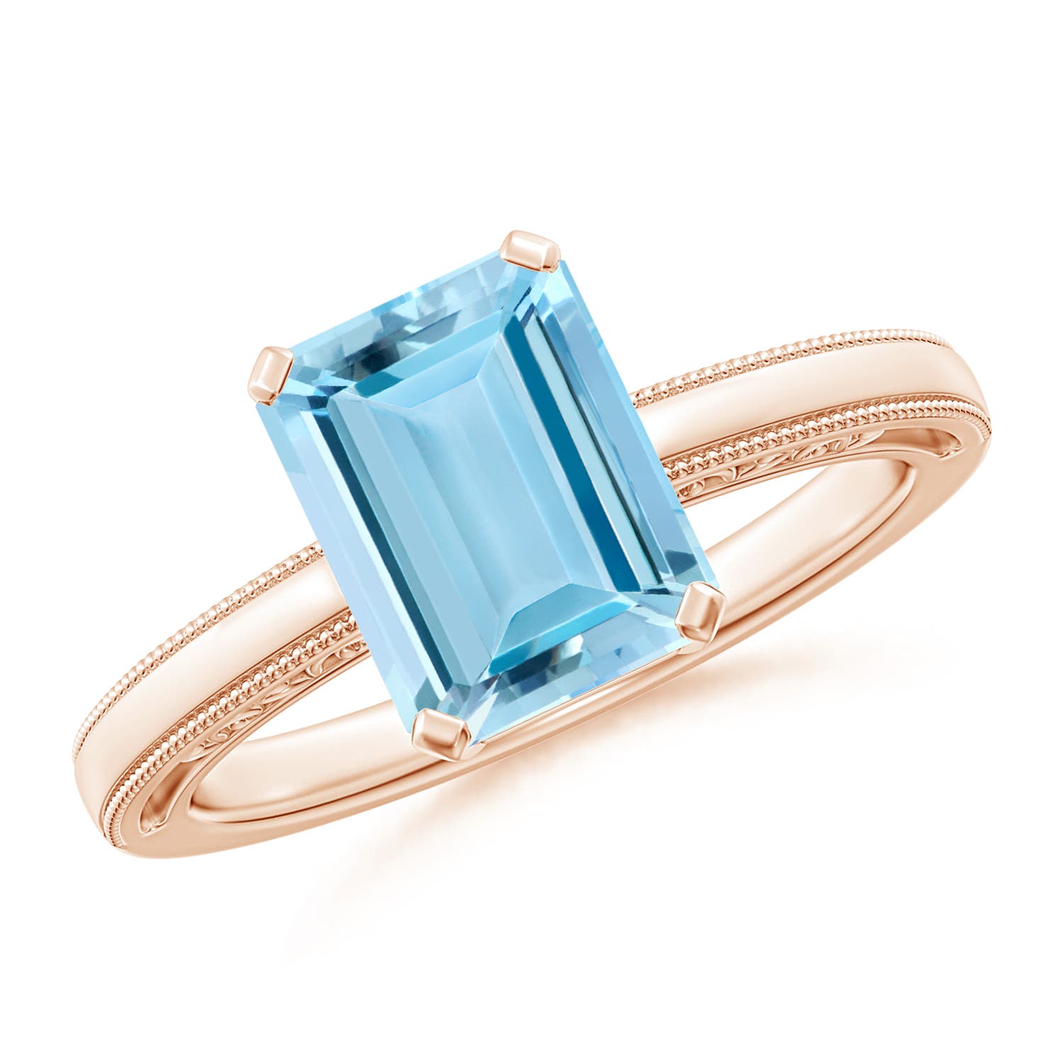 AAAA - Aquamarine / 2 CT / 14 KT Rose Gold