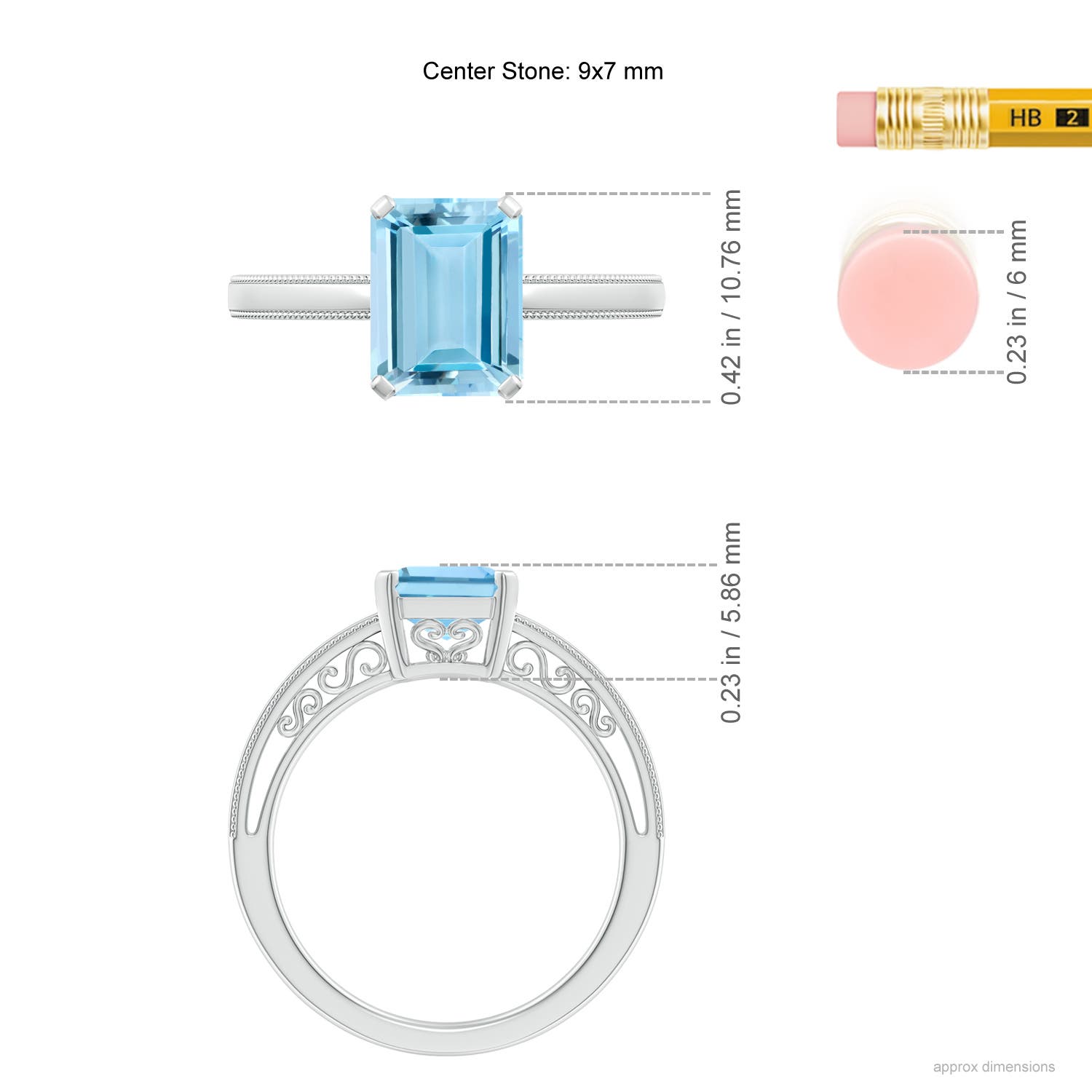 AAAA - Aquamarine / 2 CT / 14 KT White Gold