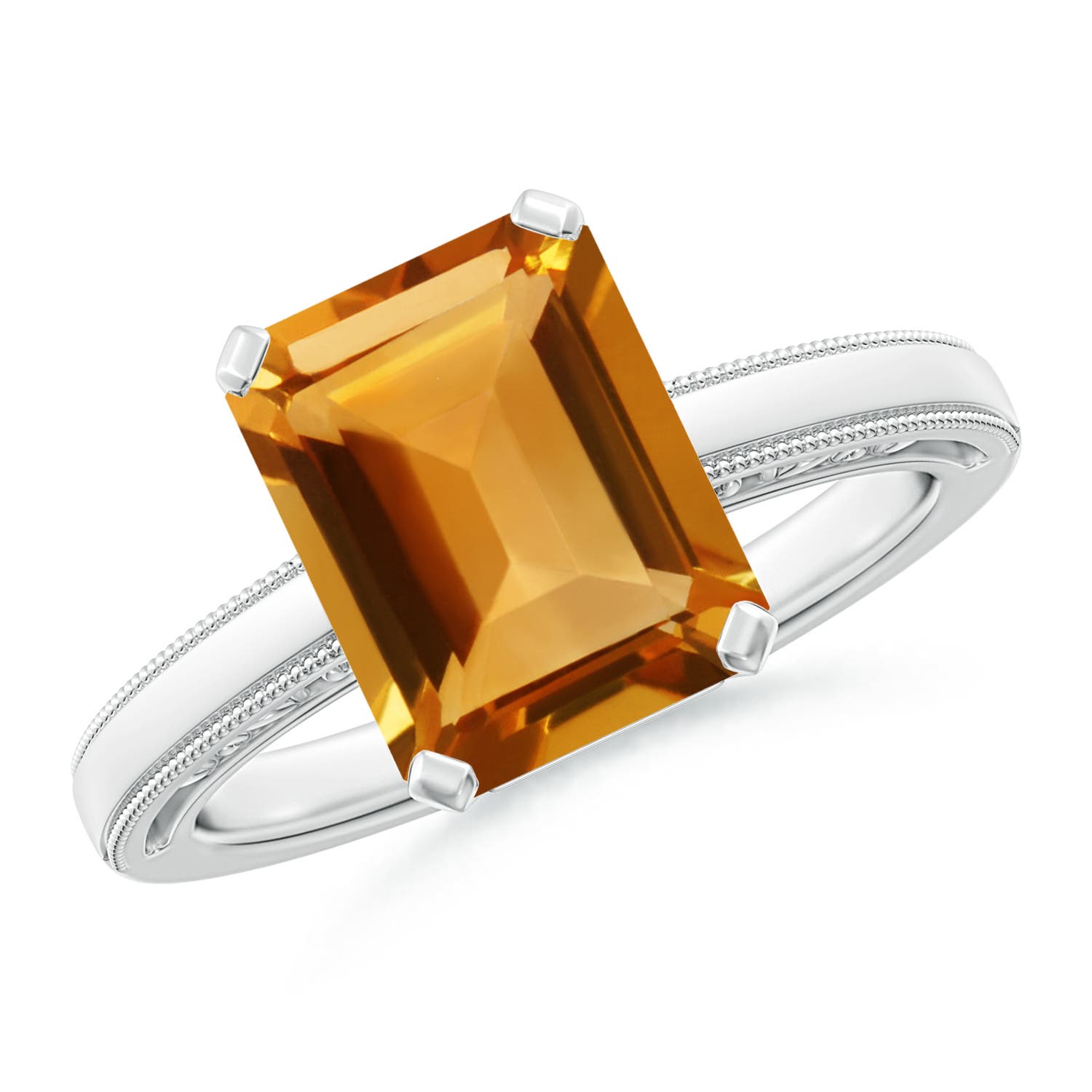 AA - Citrine / 3.1 CT / 14 KT White Gold