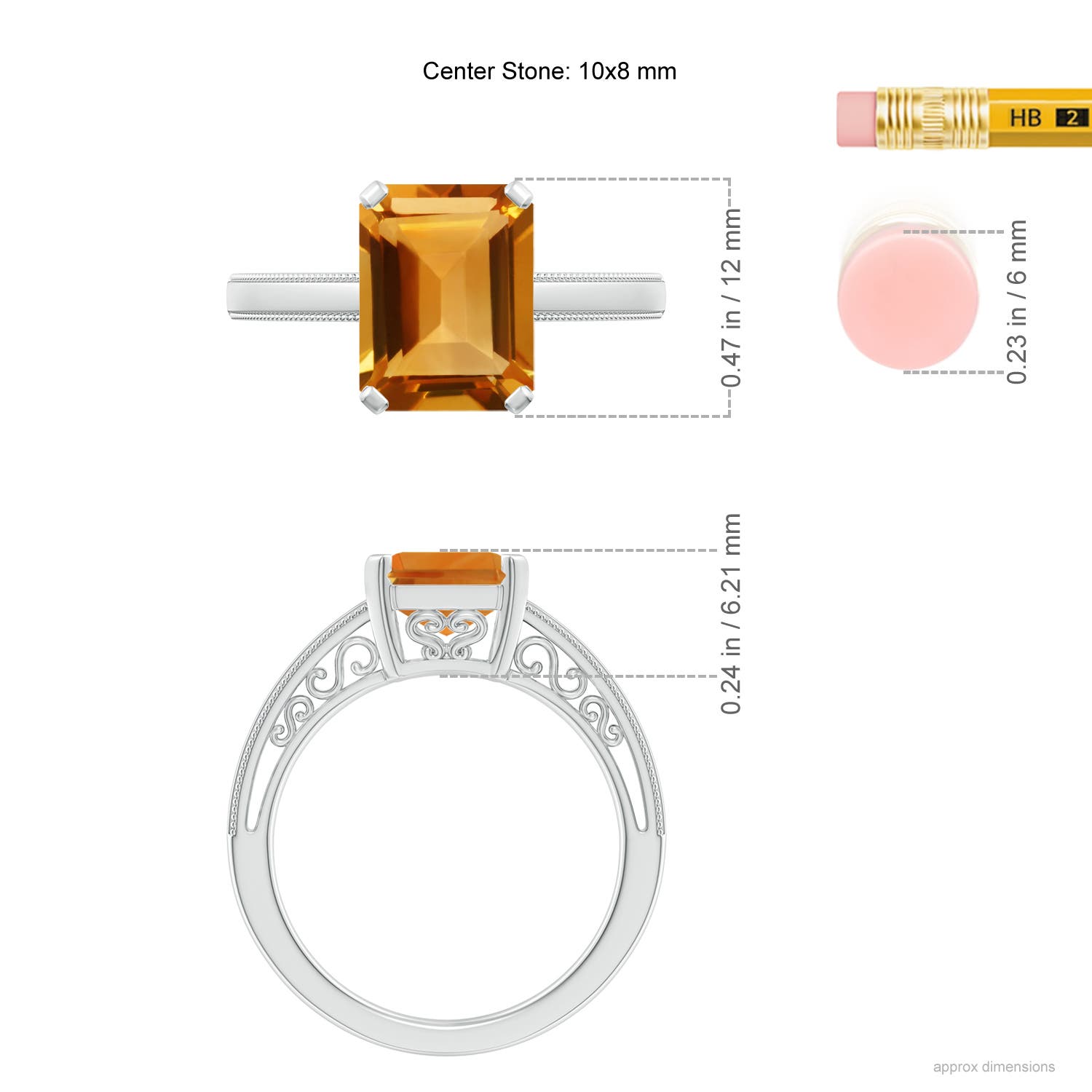 AA - Citrine / 3.1 CT / 14 KT White Gold