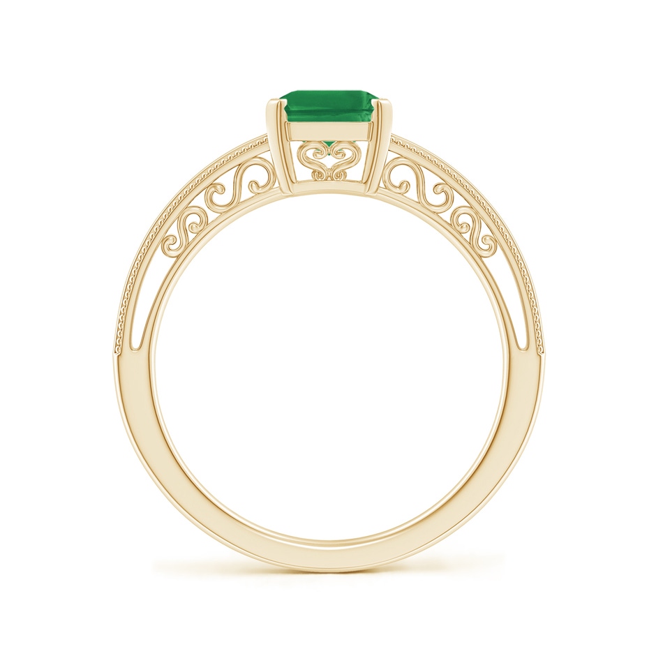 8x6mm AA Emerald Cut Emerald Solitaire Ring with Milgrain in Yellow Gold side-1