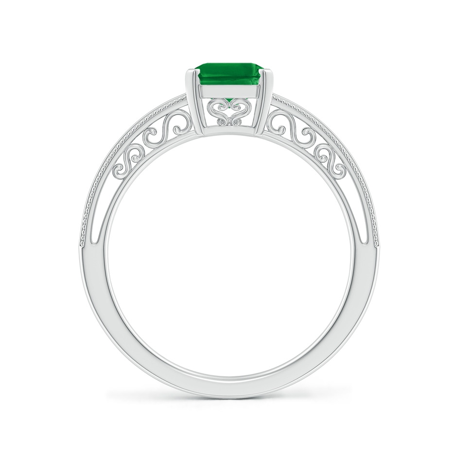 8x6mm AAA Emerald Cut Emerald Solitaire Ring with Milgrain in P950 Platinum Side-1