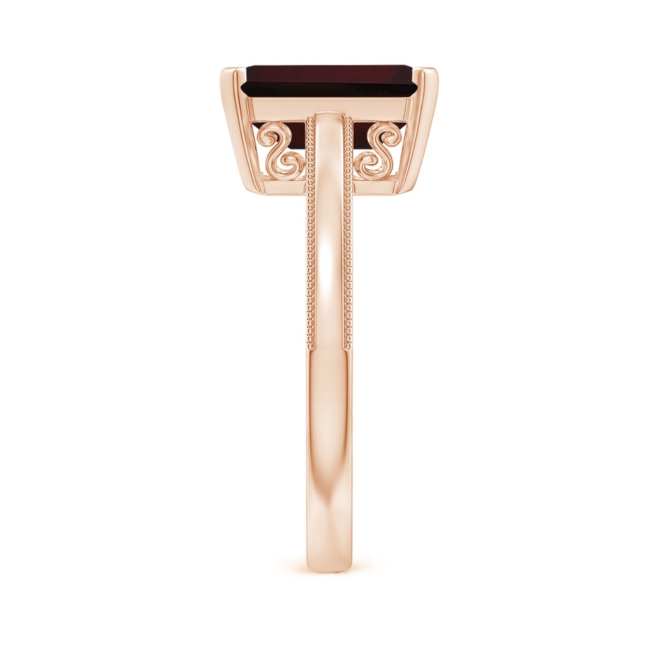 10x8mm A Emerald Cut Garnet Solitaire Ring with Milgrain in Rose Gold side-2