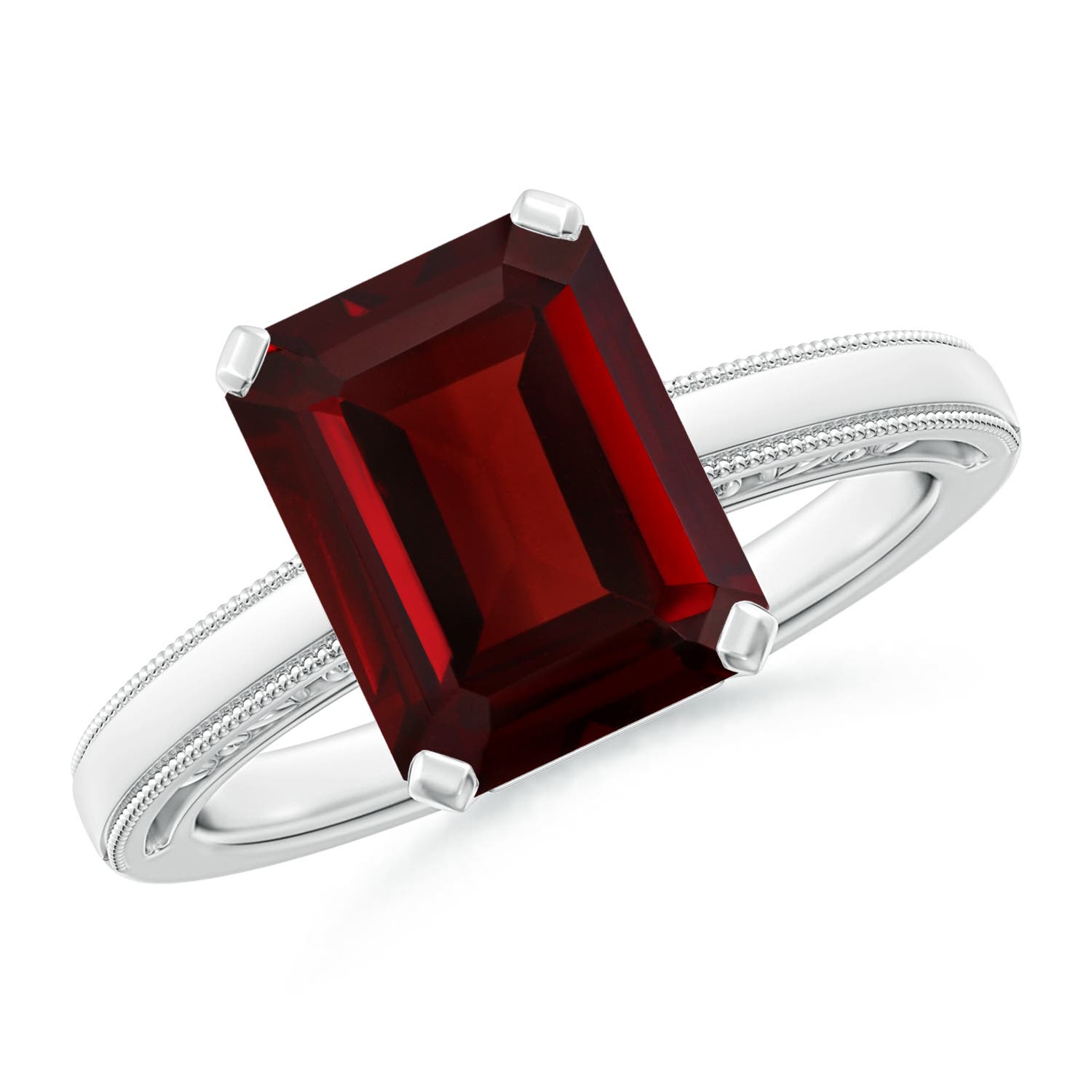 AAA - Garnet / 4 CT / 14 KT White Gold