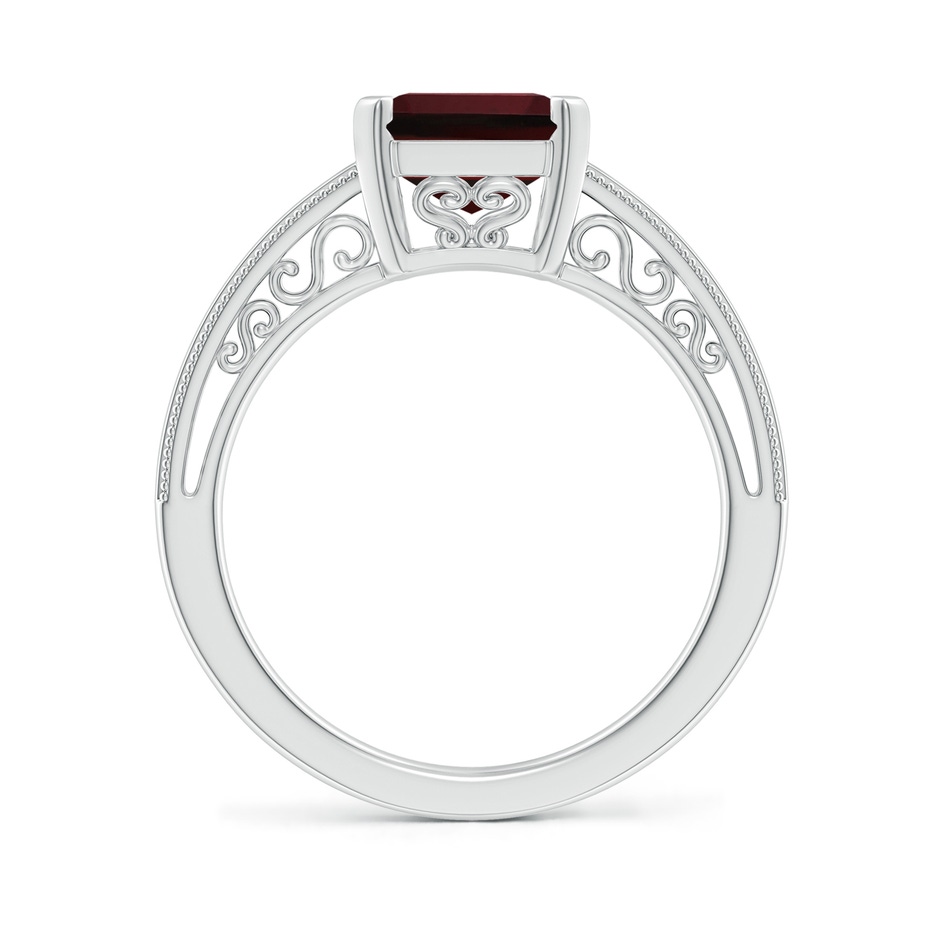 10x8mm AAA Emerald Cut Garnet Solitaire Ring with Milgrain in White Gold Side-1