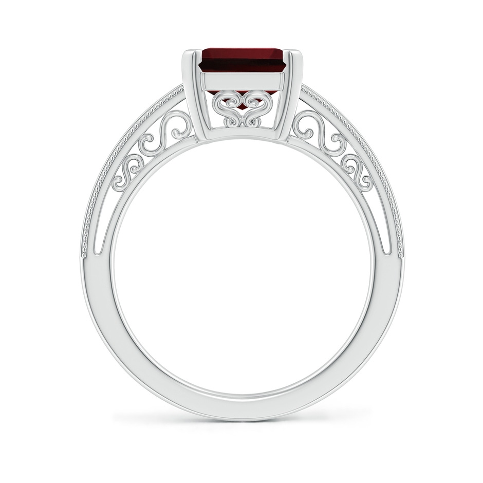 10x8mm AAAA Emerald Cut Garnet Solitaire Ring with Milgrain in White Gold Side-1