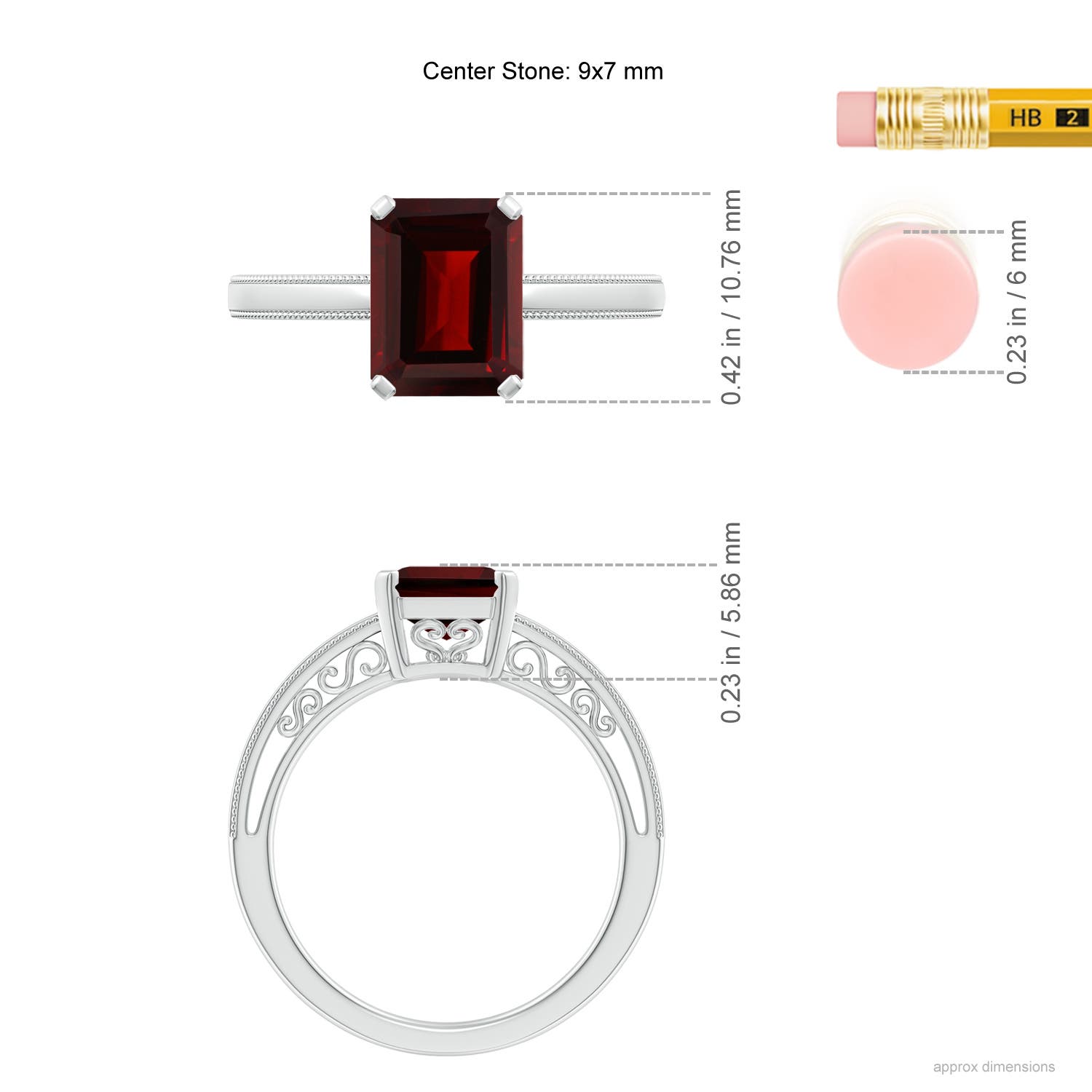 AA - Garnet / 2.8 CT / 14 KT White Gold