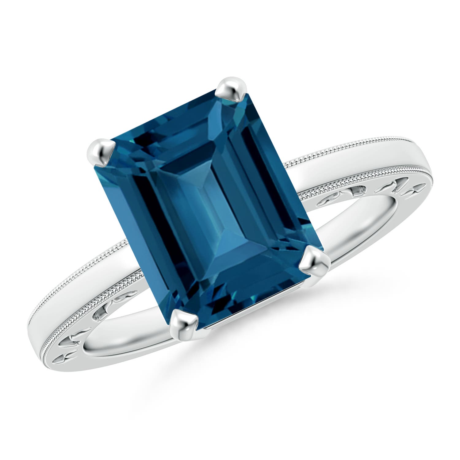 AAA - London Blue Topaz / 4 CT / 14 KT White Gold