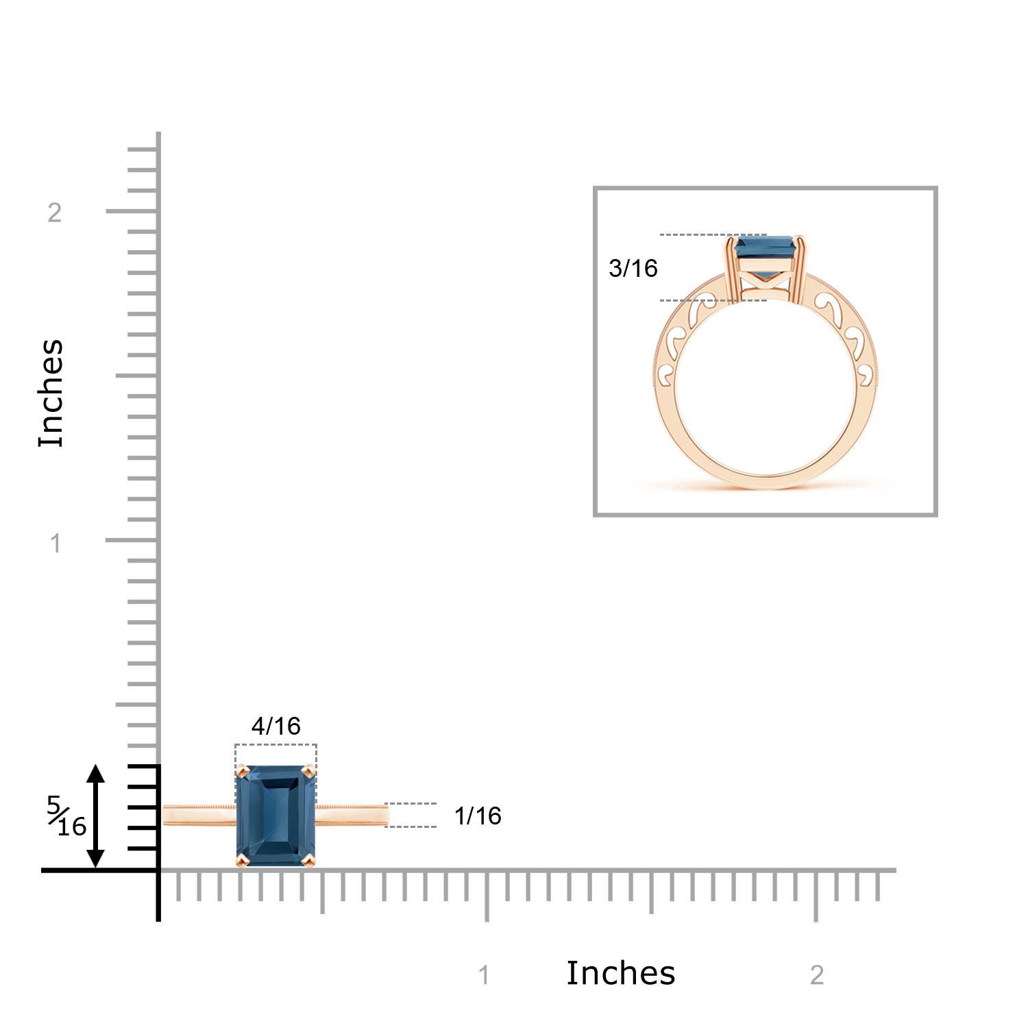 A - London Blue Topaz / 1.95 CT / 14 KT Rose Gold