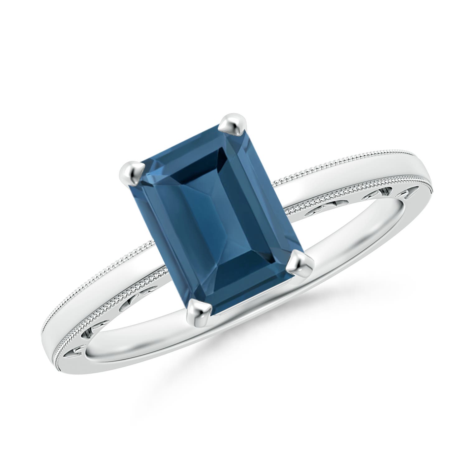 A - London Blue Topaz / 1.95 CT / 14 KT White Gold