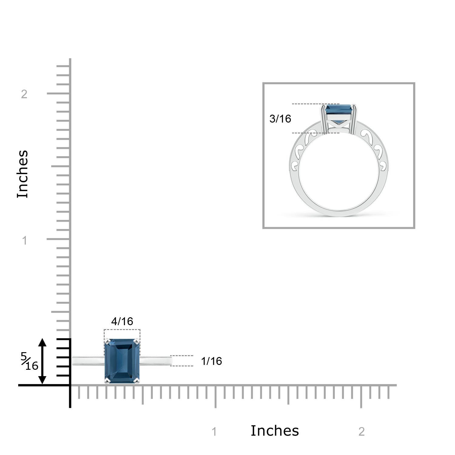 A - London Blue Topaz / 1.95 CT / 14 KT White Gold