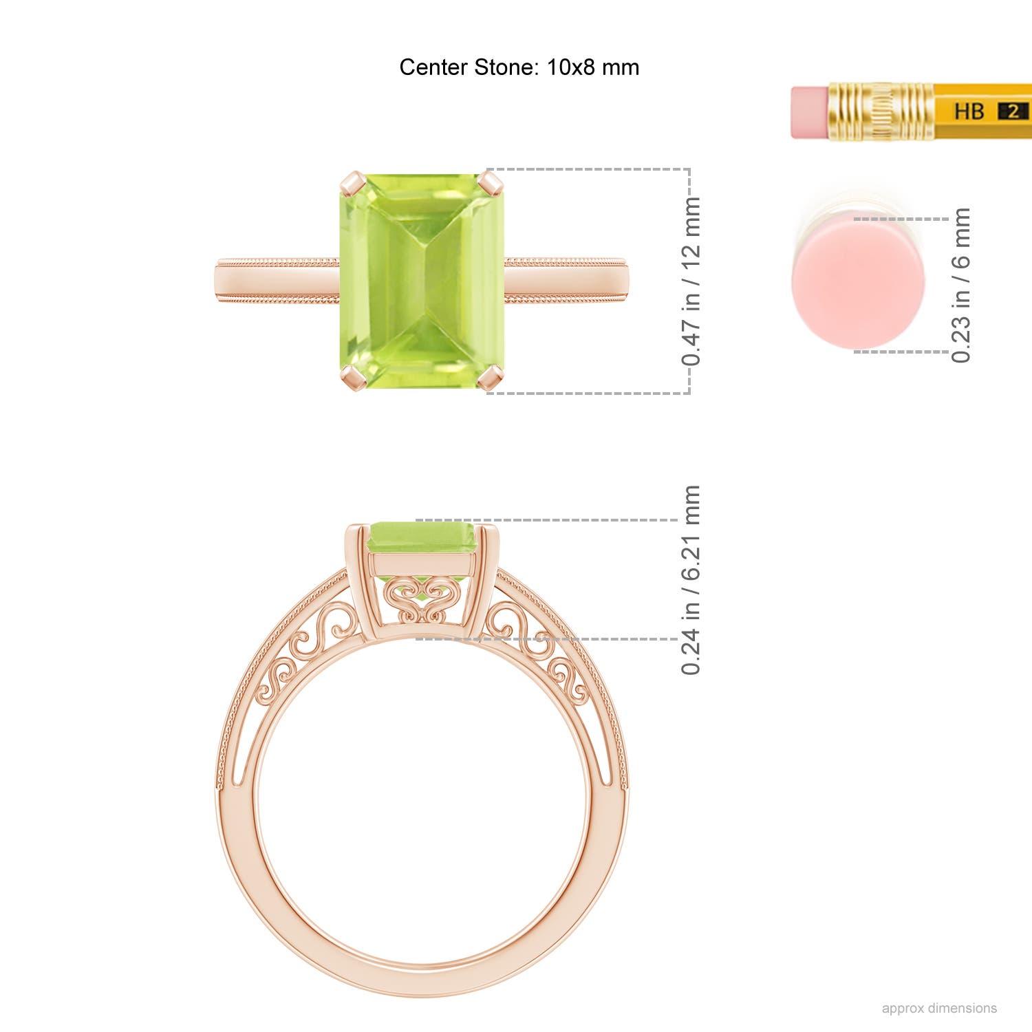 A - Peridot / 3.3 CT / 14 KT Rose Gold