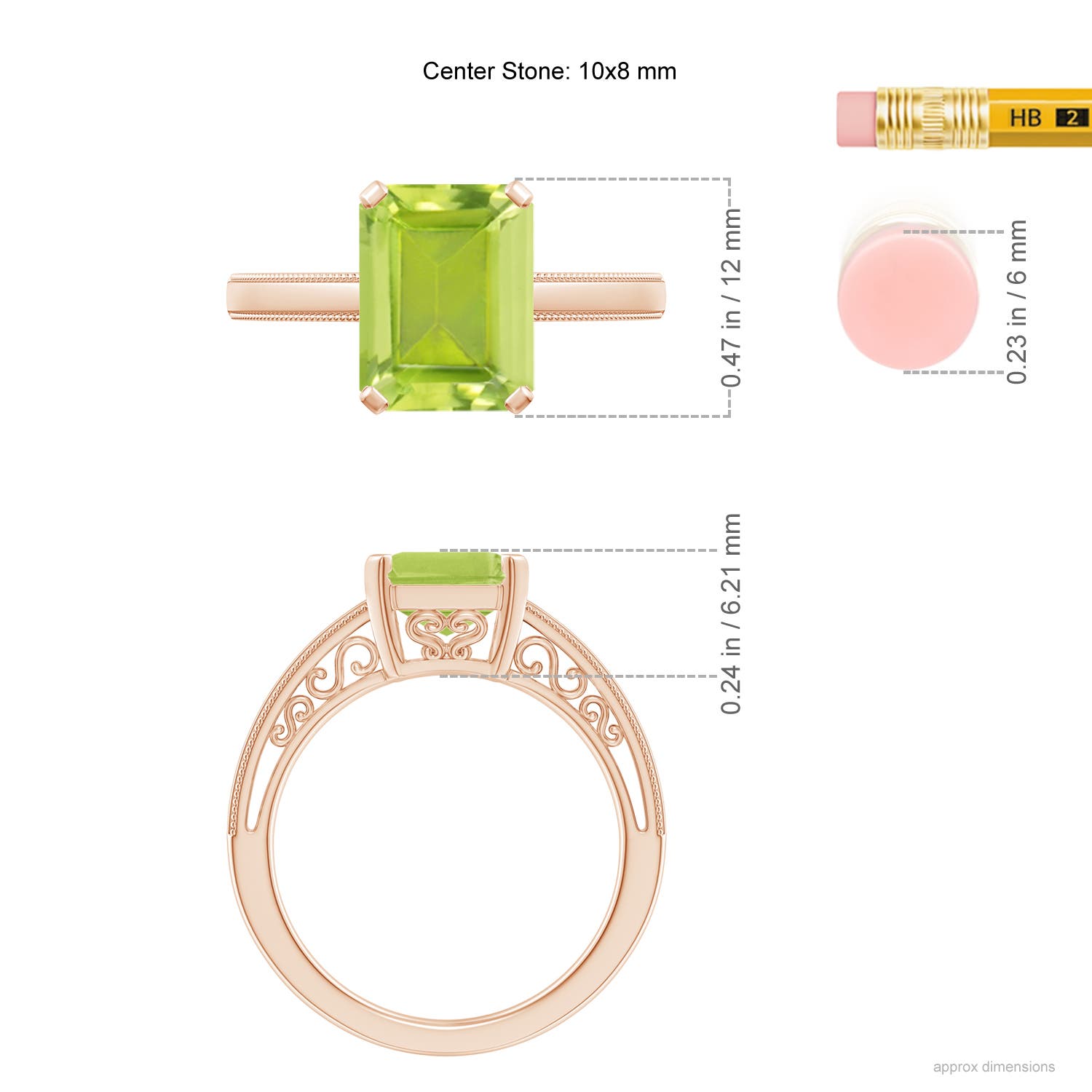 AA - Peridot / 3.3 CT / 14 KT Rose Gold