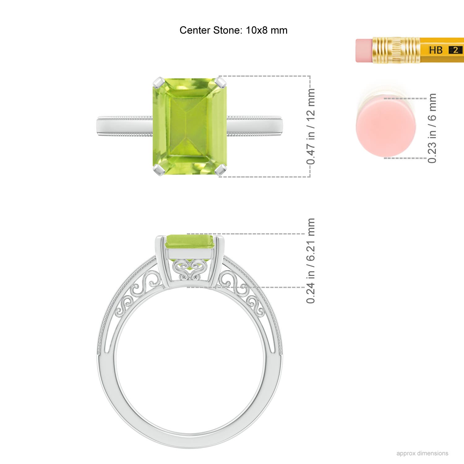 AA - Peridot / 3.3 CT / 14 KT White Gold