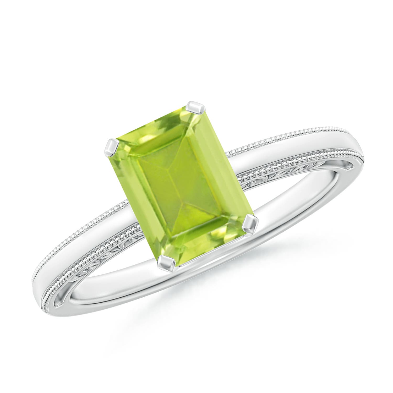 AA - Peridot / 1.6 CT / 14 KT White Gold