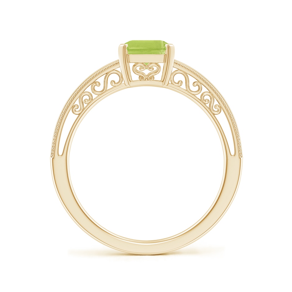 8x6mm AA Emerald Cut Peridot Solitaire Ring with Milgrain in Yellow Gold side-1