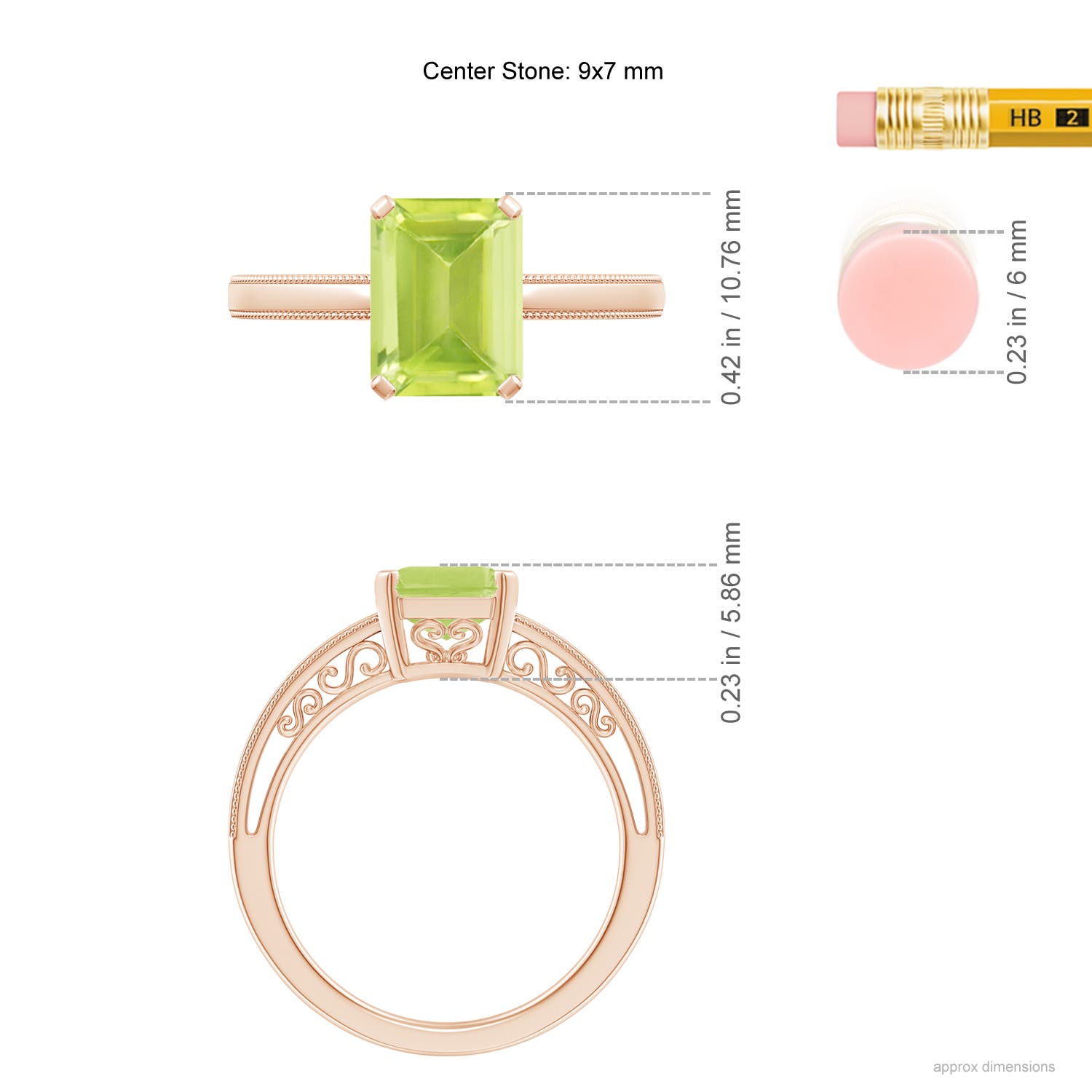 A - Peridot / 2.35 CT / 14 KT Rose Gold