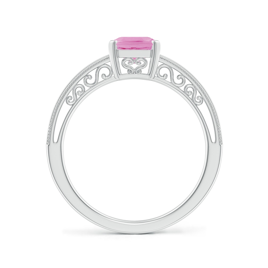 8x6mm A Emerald Cut Pink Sapphire Solitaire Ring with Milgrain in P950 Platinum side-1