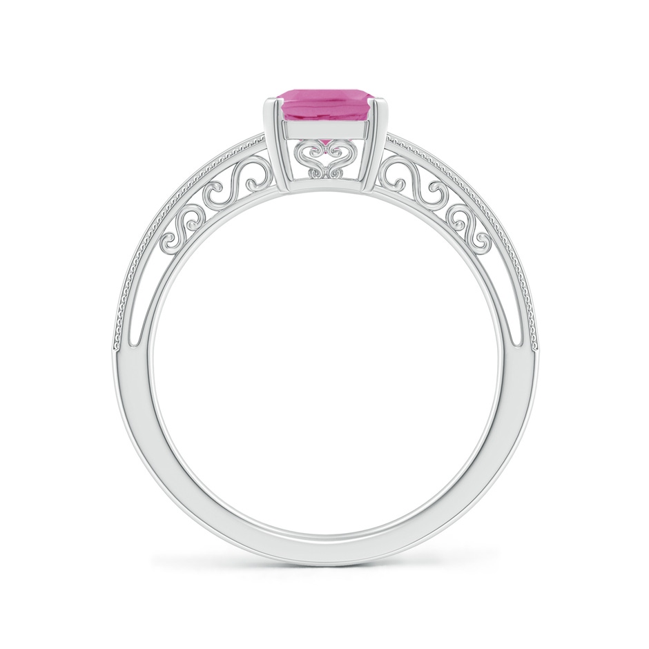 8x6mm AA Emerald Cut Pink Sapphire Solitaire Ring with Milgrain in P950 Platinum side-1
