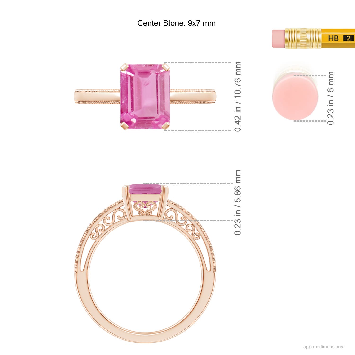 AA - Pink Sapphire / 2 CT / 14 KT Rose Gold