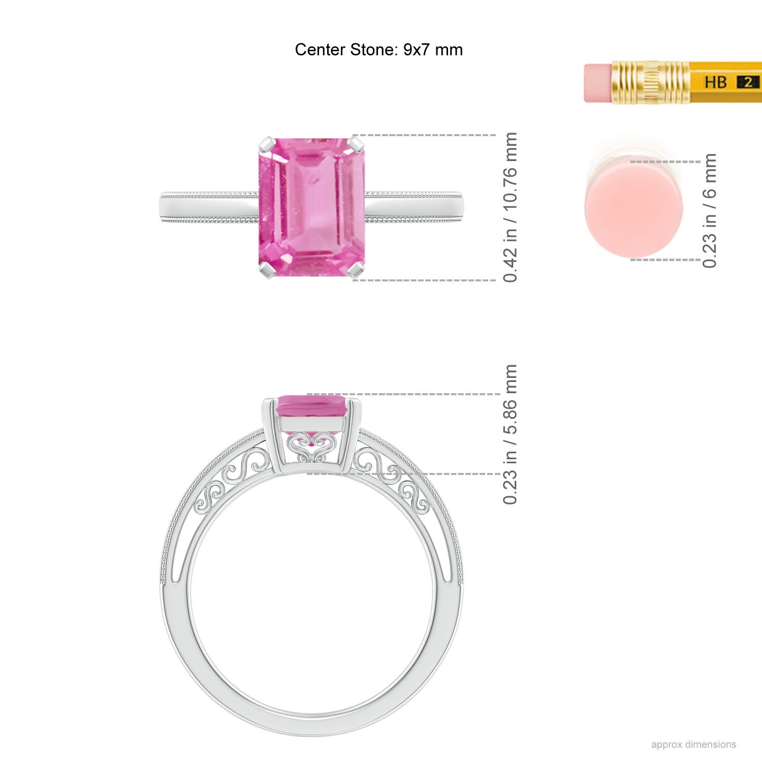 AA - Pink Sapphire / 2 CT / 14 KT White Gold