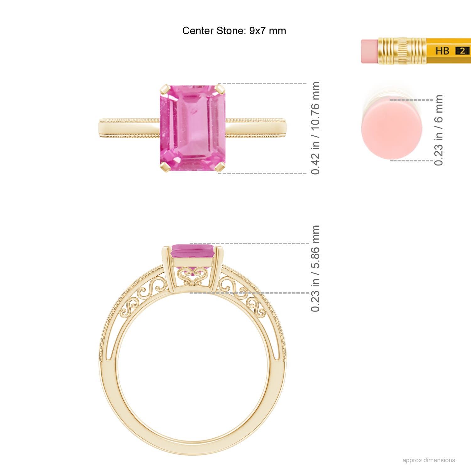 AA - Pink Sapphire / 2 CT / 14 KT Yellow Gold