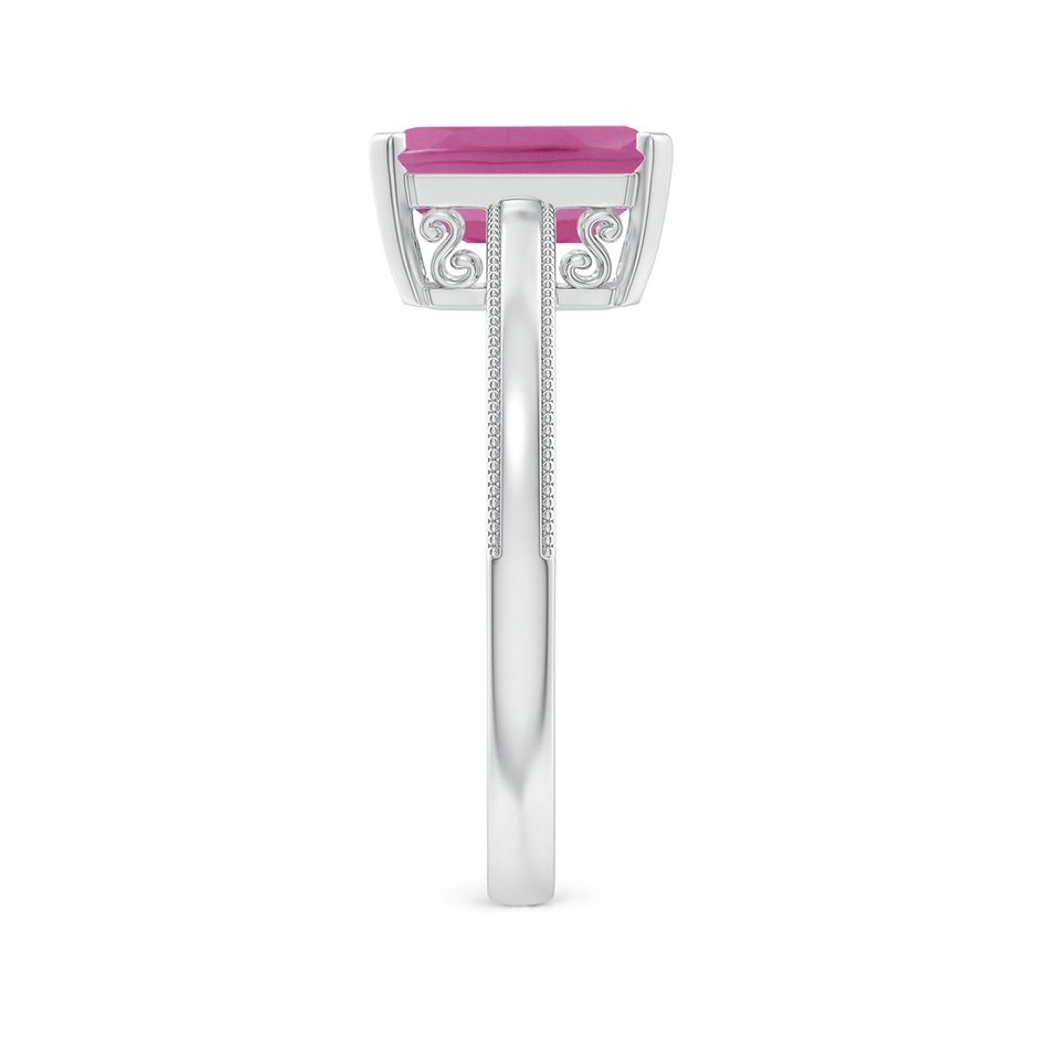 9x7mm AAA Emerald Cut Pink Sapphire Solitaire Ring with Milgrain in P950 Platinum side-2