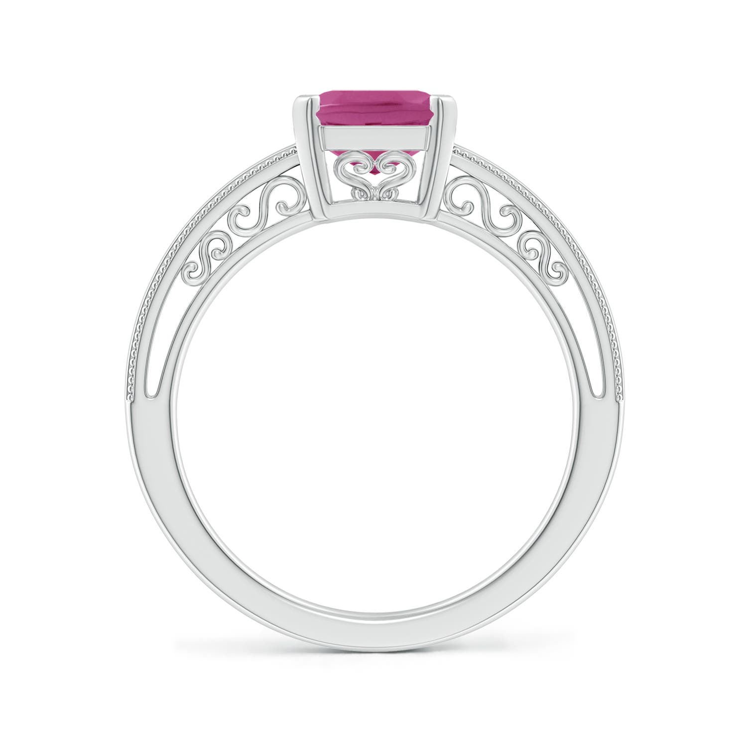 AAAA - Pink Sapphire / 2 CT / 14 KT White Gold